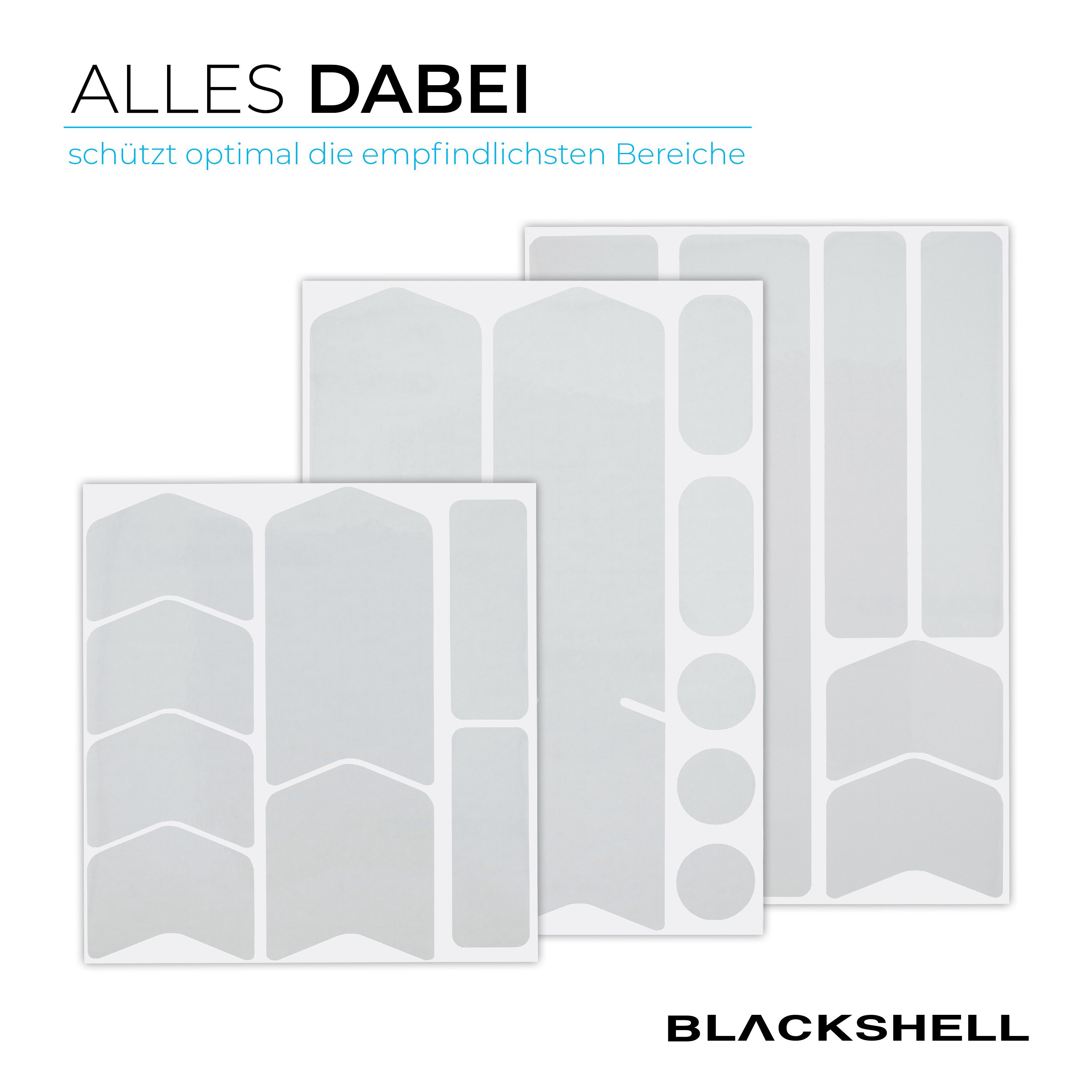 Blackshell Lackschutzfolie Fahrrad Aufkleber Schutzfolie Rahmenschutz für alle Rahmentypen, (Set, 21 teiliges Lackschutzset entwickelt für den Steinschlagschutz – Bild 5 von 5