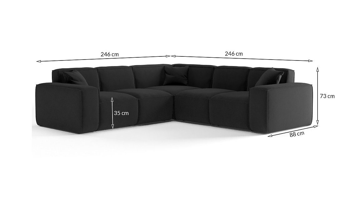 in inkl. Ecksofa Fun universal Möbel 3 Stoff, Seite Ecksofa Zierkissen Designersofa CELES