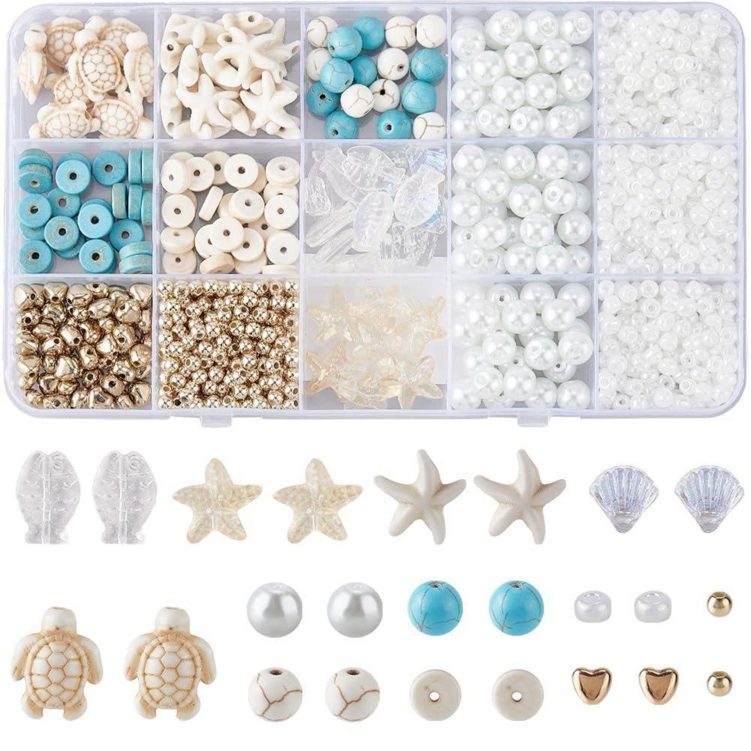 LuxusKollektion Bastelperlen Ozean Perlen Set 1080 Teile, (1080-tlg)