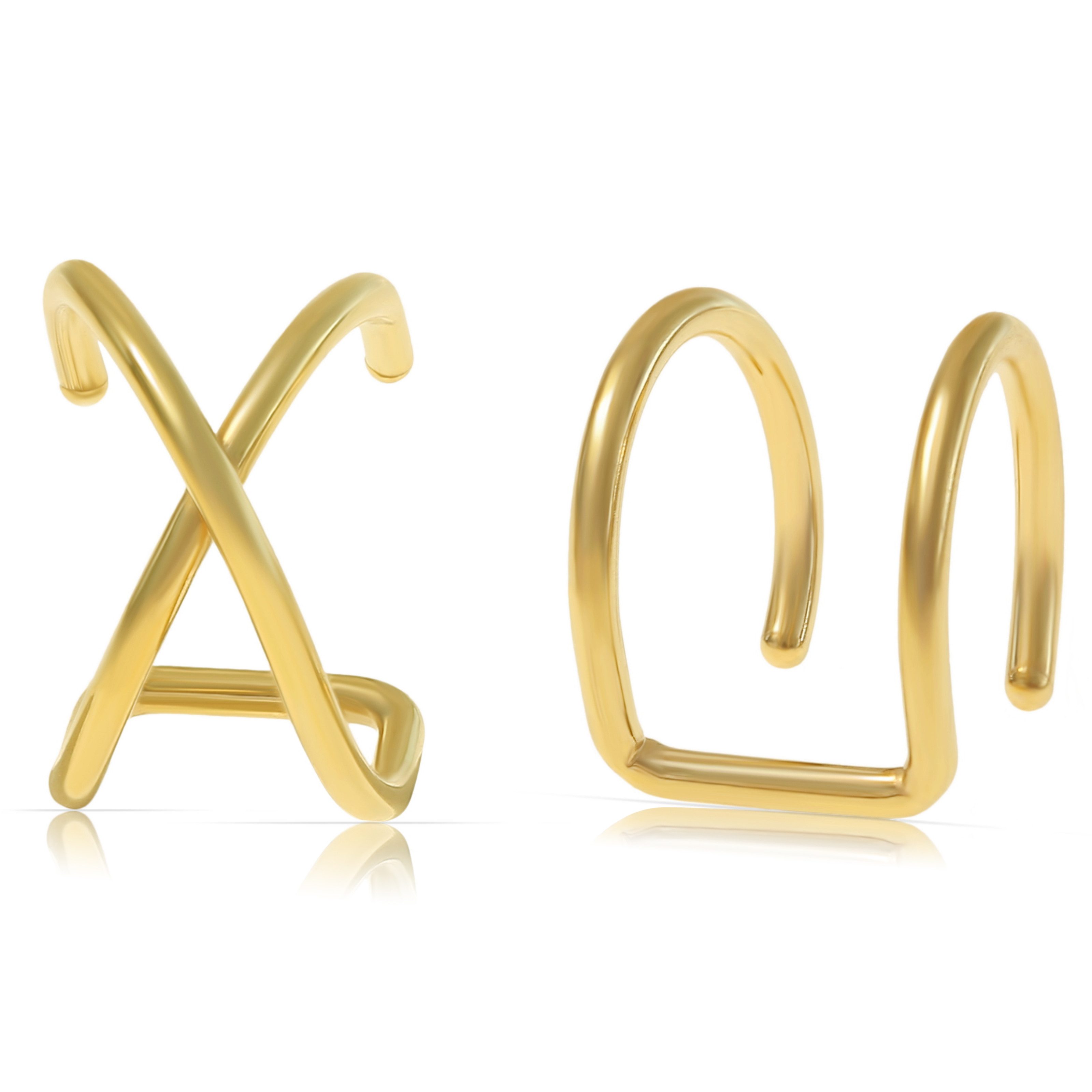Made by Nami Ohrclip-Set 2er Set Helix Ohrclips goldfarben aus Edelstahl ohne Löcher, aus Edelstahl – für Damen – einfaches Anlegen – Clip