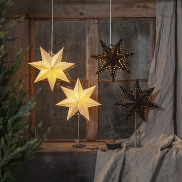 MARELIDA LED Stern Papierstern Weihnachtsstern stehend 7-zackig 34cm E14 mit Kabel weiß