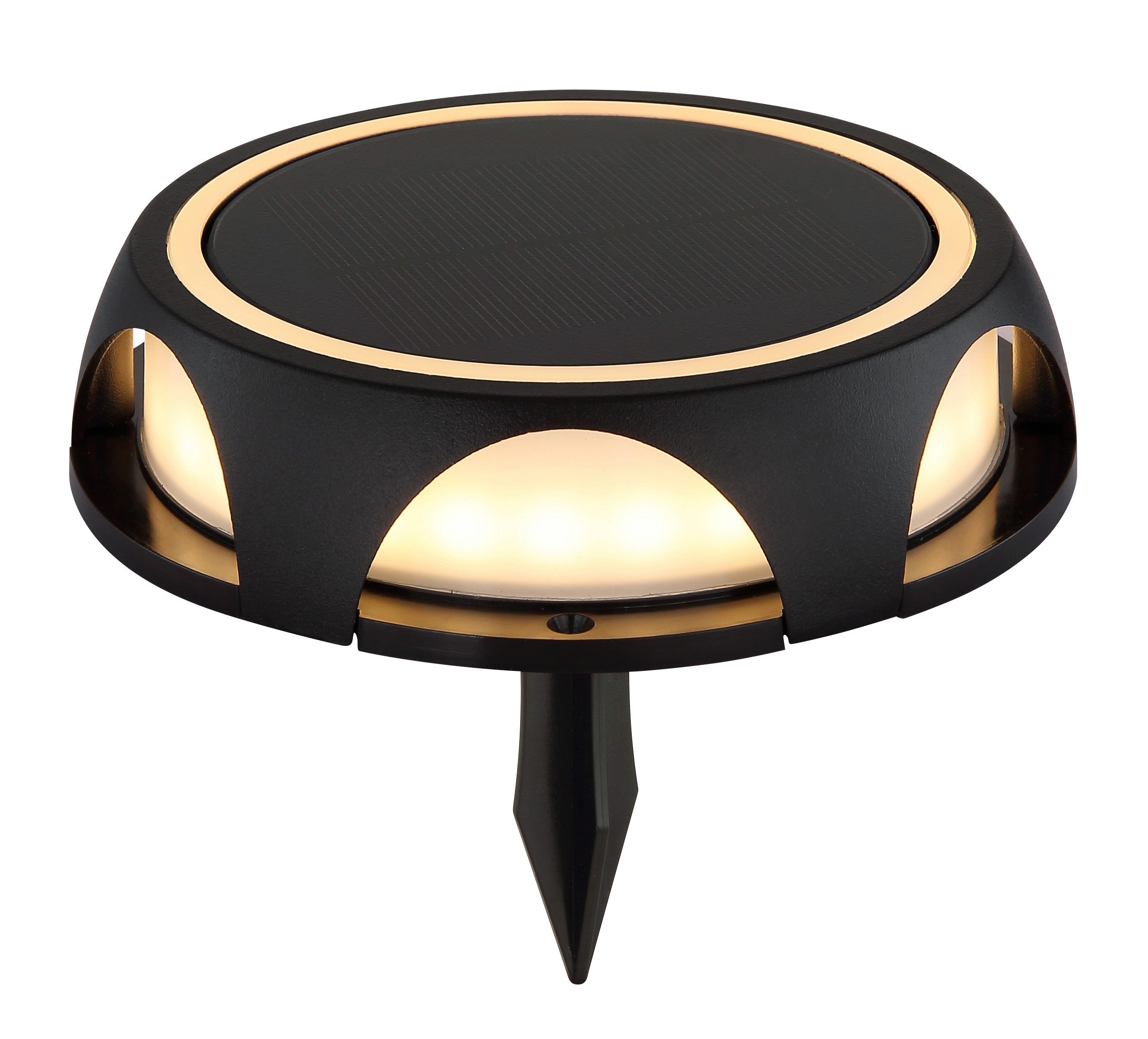 GLOBO LIGHTING LED Solarleuchte SOLARLEUCHTE ALUMINIUM DRUCKGUSS SCHWARZ MATT, 1XL, LED fest integriert, Warmweiß, Solar Garten Terrasse Außenbeleuchtung Funktionsleuchte Außenbereich