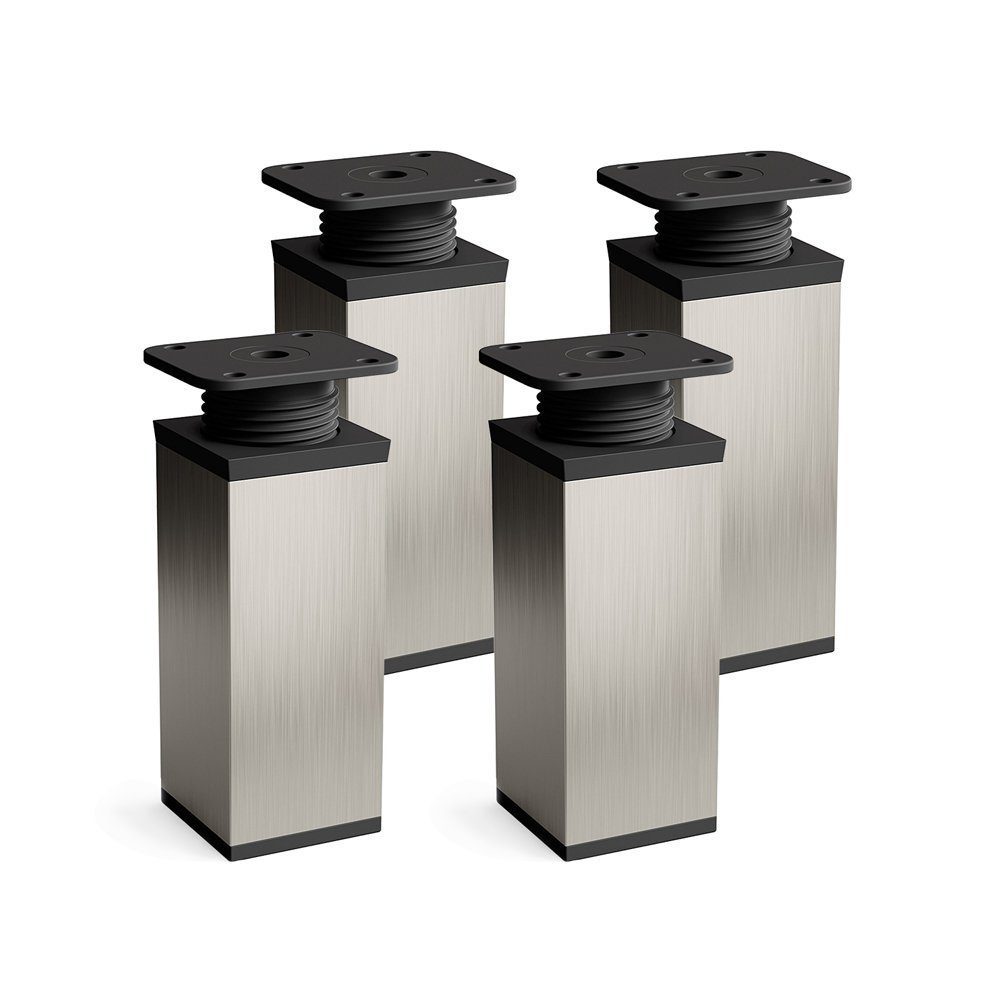 sossai® Möbelfuß Design-Möbelfüße, 4er & 8er Set, höhenverstellbar MFV1, Farbe: Inox, (4-St), Farbe: Inox