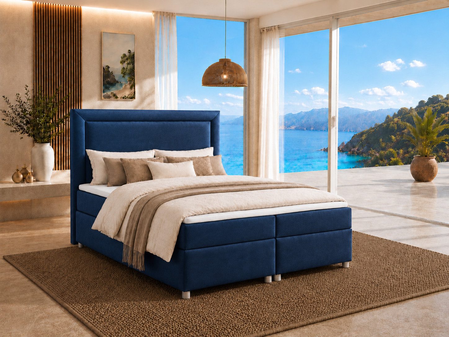 Best for Home Boxspringbett Trinity K3 mit zwei Bettkasten & Komfort Topper H3 (Polsterbett Doppelbett Boxbett mit gepolstertes Kopfteil, versch. Größen, 140x200 160x200 180x200 200x200 cm), Handwerksqualität