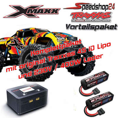 Traxxas Modellbausatz Traxxas X-Maxx 4x4 VXL 8s Solar RTR + 2x 4S 6700mAh ID Lipo+230V