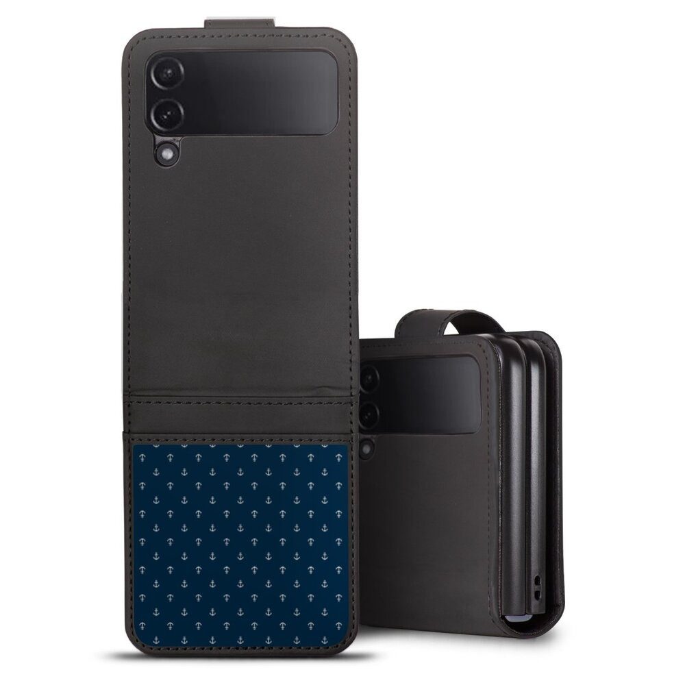 DeinDesign Handyhülle Anker Segeln Muster Anchors Dark, Samsung Galaxy Z Flip 4 Hülle Handy Flip Case Wallet Cover