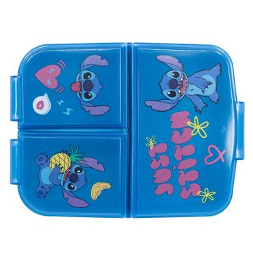 Disney Lunchbox Disney Stitch 2 tlg. Lunch Set Brotdose mit 3 Kammern Trinkflasche, Kuststoff, (2-tlg), 370 ml