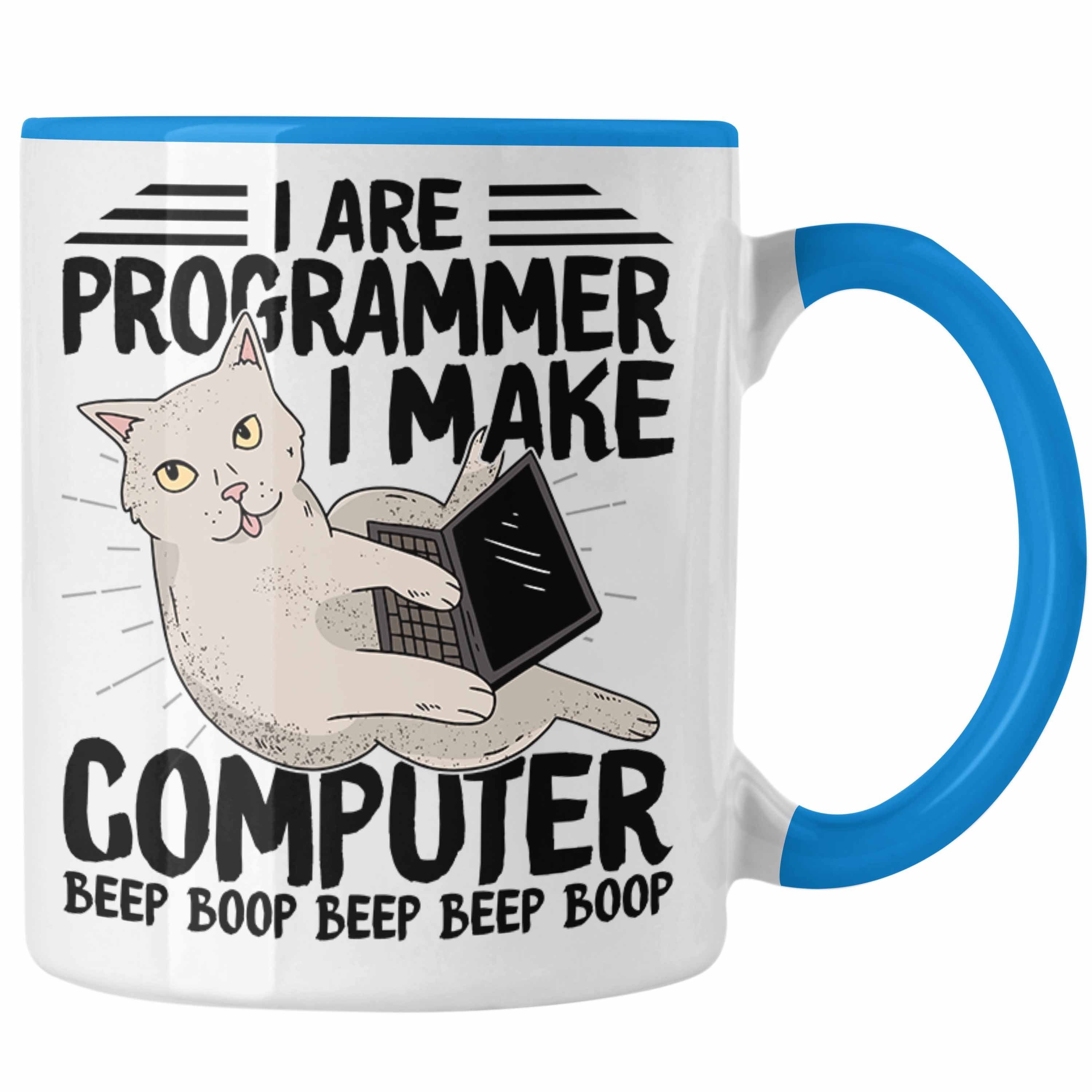 Trendation Tasse Coder Tasse Geschenk für Programmierer Softwareentwickler Nerds Gesch Blau