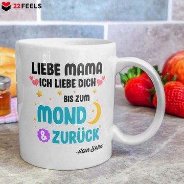 22Feels Tasse Mama Geschenk Muttertag von Sohn Mutter Geburtstag Kaffeetasse Frauen, Keramik, Made in Germany, Spülmaschinenfest