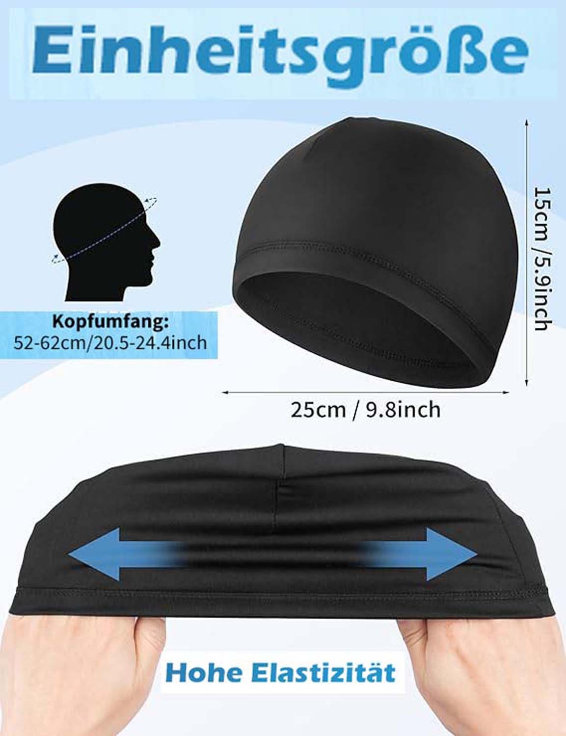 Zaewry Strickmütze 3 Stück Cooling Fahrradmütze Unter Helm, Atmungsaktiver