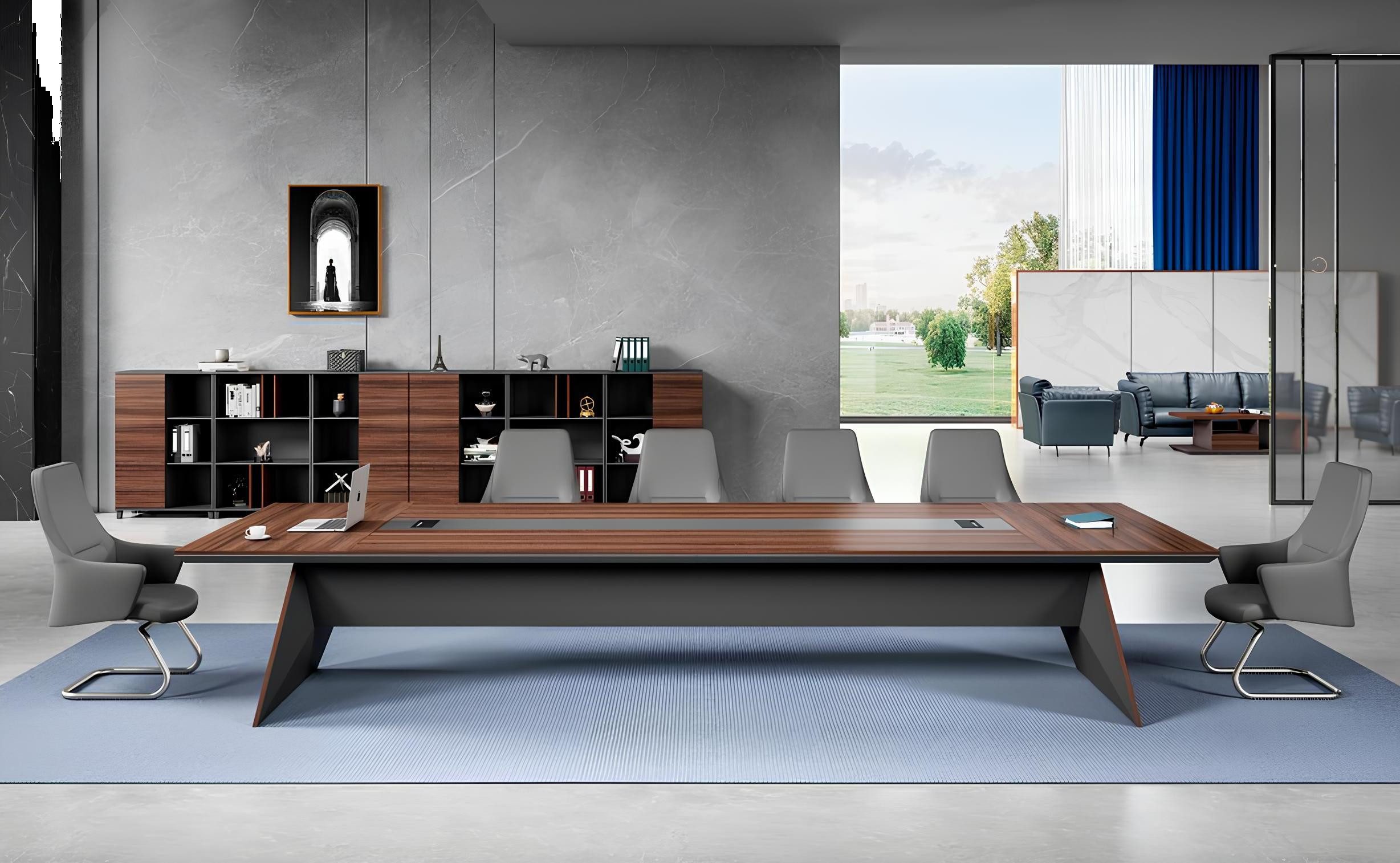 Xlmoebel Konferenztisch Bürotisch aus braunem Holz in großer Размер für Konferenzen und Arbeit (Konferenztisch), Hergestellt in Europa