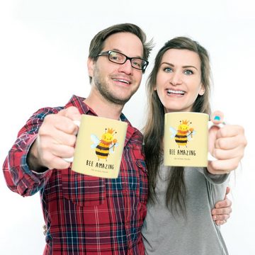 Mr. & Mrs. Panda Kinderbecher Biene König - Gelb Pastell - Geschenk, Bruchfeste Tasse, Kunststoffge, Kunststoff, Bruchfest