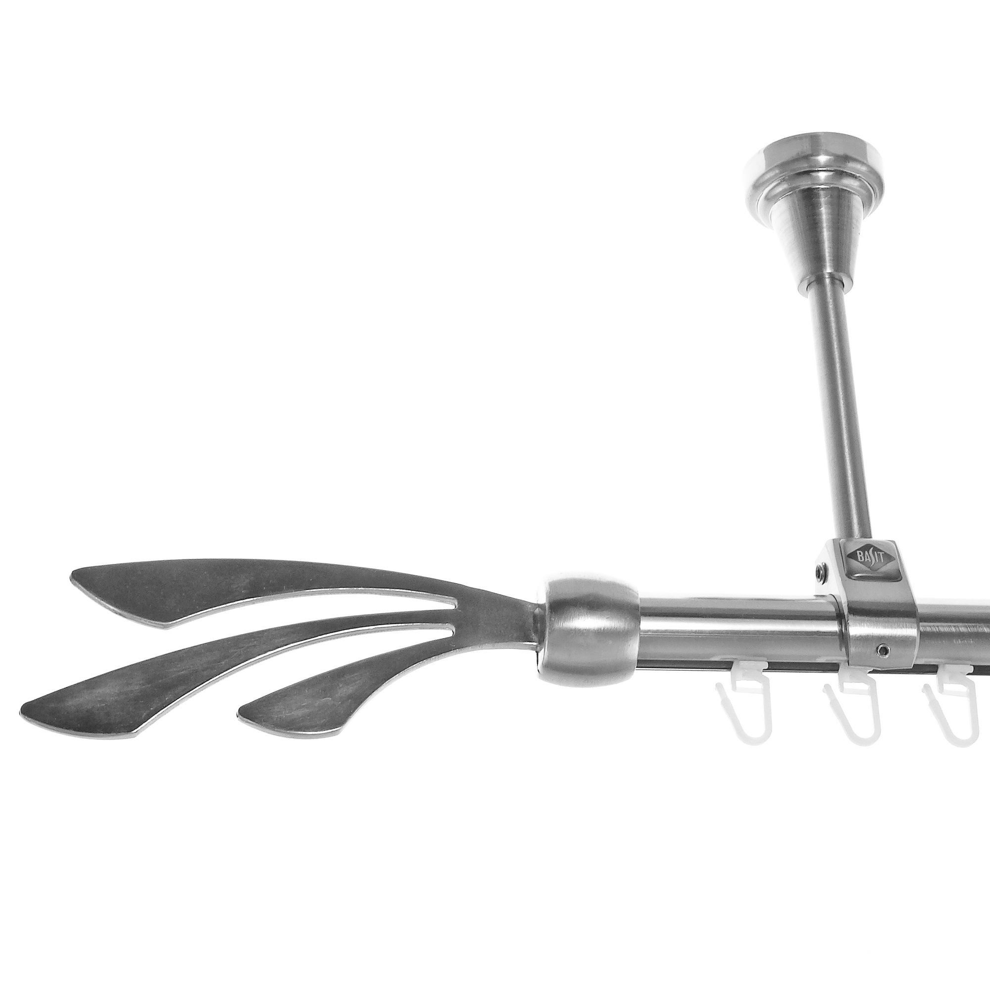 BASIT Gardinenstange Innenlauf Edelstahloptik 20mm mit Deckenträgern 280 cm E84, Ø 20 mm, 1-läufig, verschraubt, Aluminium, D51I 280 cm E84 Schweif