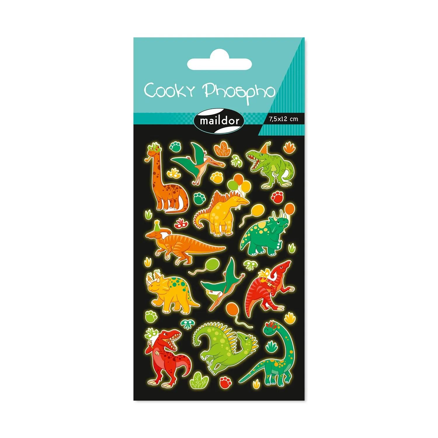 maildor Sticker 10x Cooky Phospho, 1 Stickerbogen 7,5x12cm, Dino - Mehrfarbig CY165C, My Mandarine