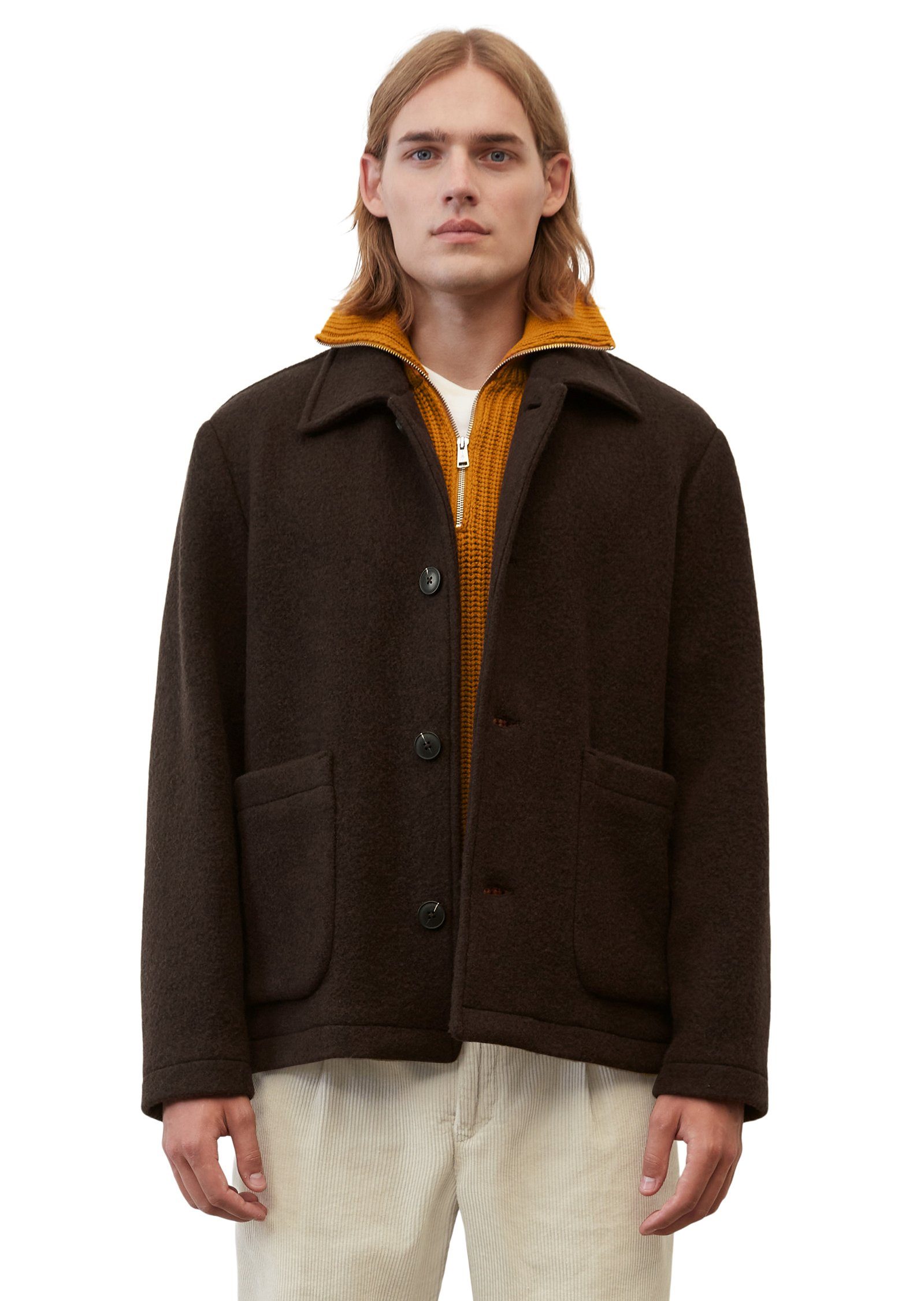 Marc O'Polo Outdoorjacke aus MWOOL®by MANTECO® - Made in Europe braun