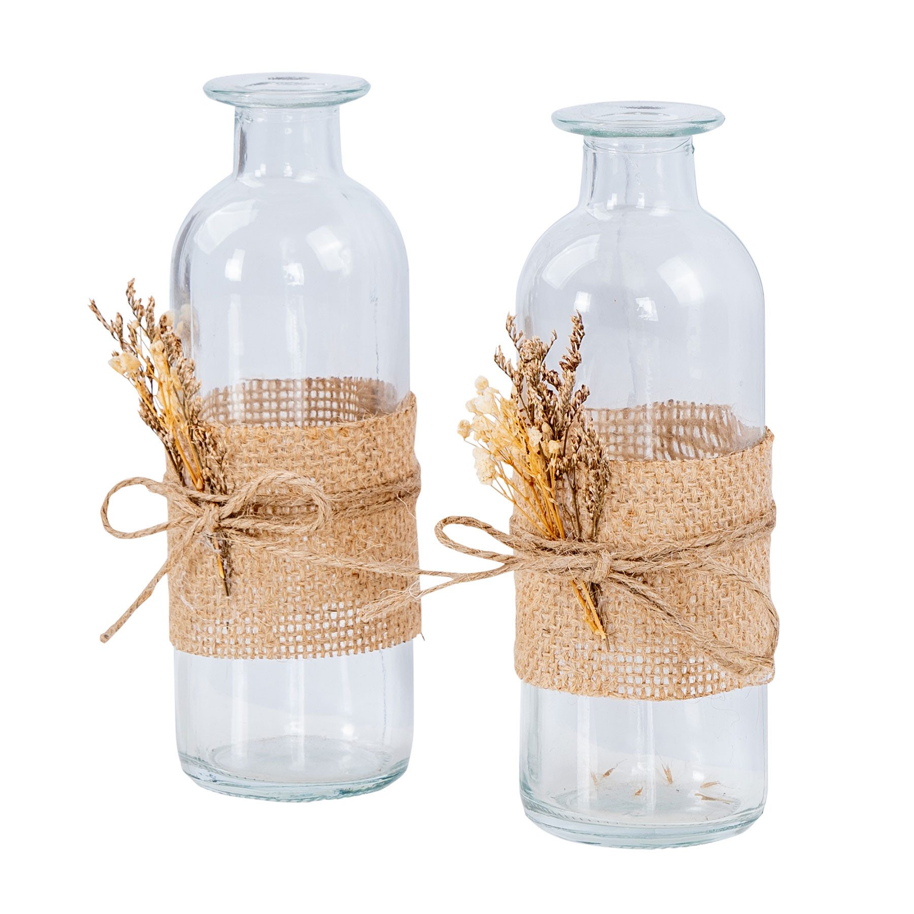 Levandeo® Dekovase, 2er Set Vase H17cm Glas Blumenvase Natur Trockenblume B günstig online kaufen
