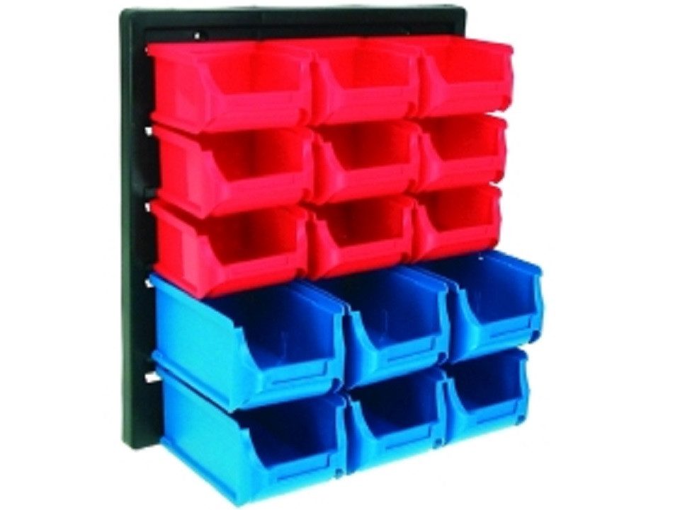 HaWe Kleinteilemagazin HaWe Lagersichtboxen-Set 15tlg., 45.712 (1 St), mit Wandhalter