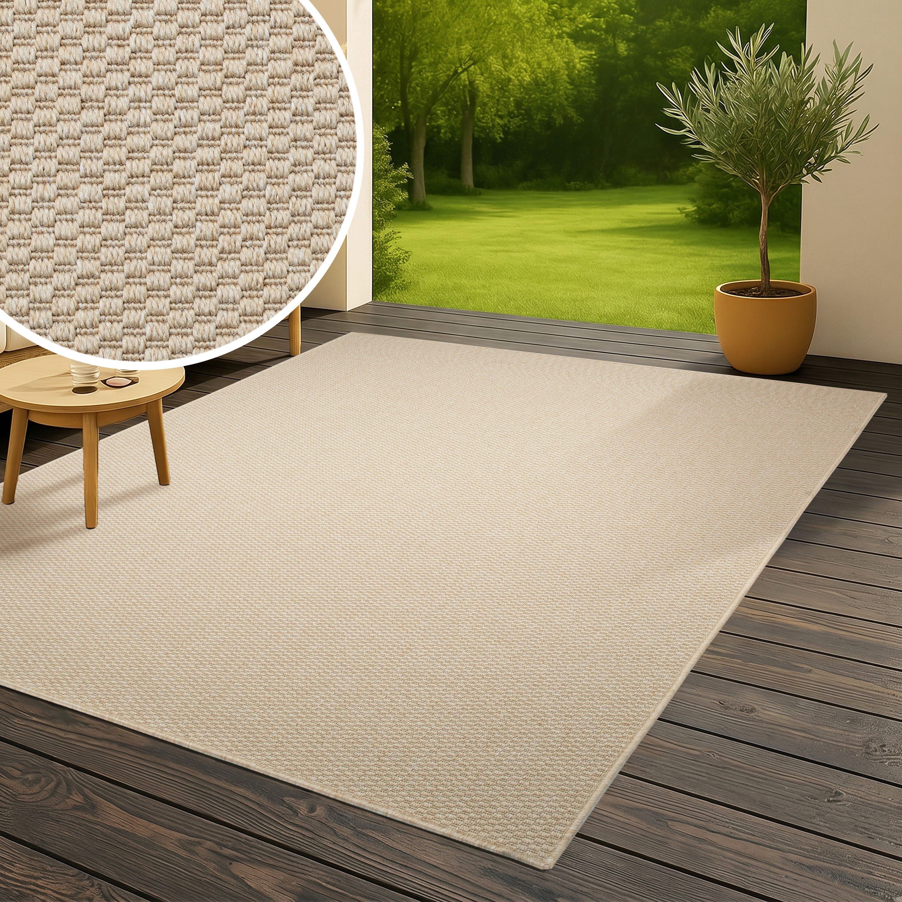 OTTO home Teppich Venedig, in Standard- und Premium-Qualität, 3 mm oder 5 mm Höhe, rechteckig, In- und Outdoor geeignet, Wetterfest & UV-beständig, Sisal-Optik