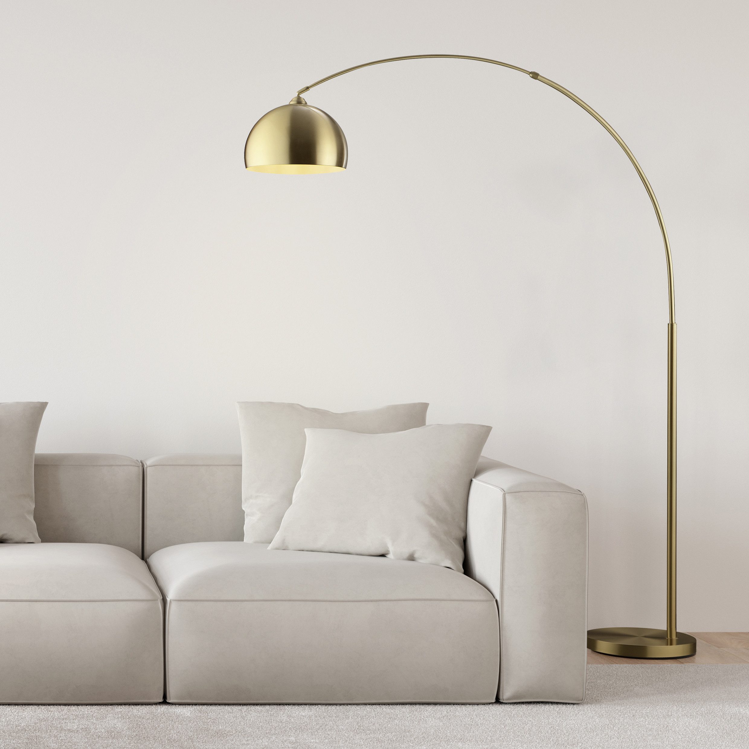Brilliant Bogenlampe Manor, ohne Leuchtmittel, Bogen-Stehleuchte E27, 199 x 150 cm, messingfarben gebürstet