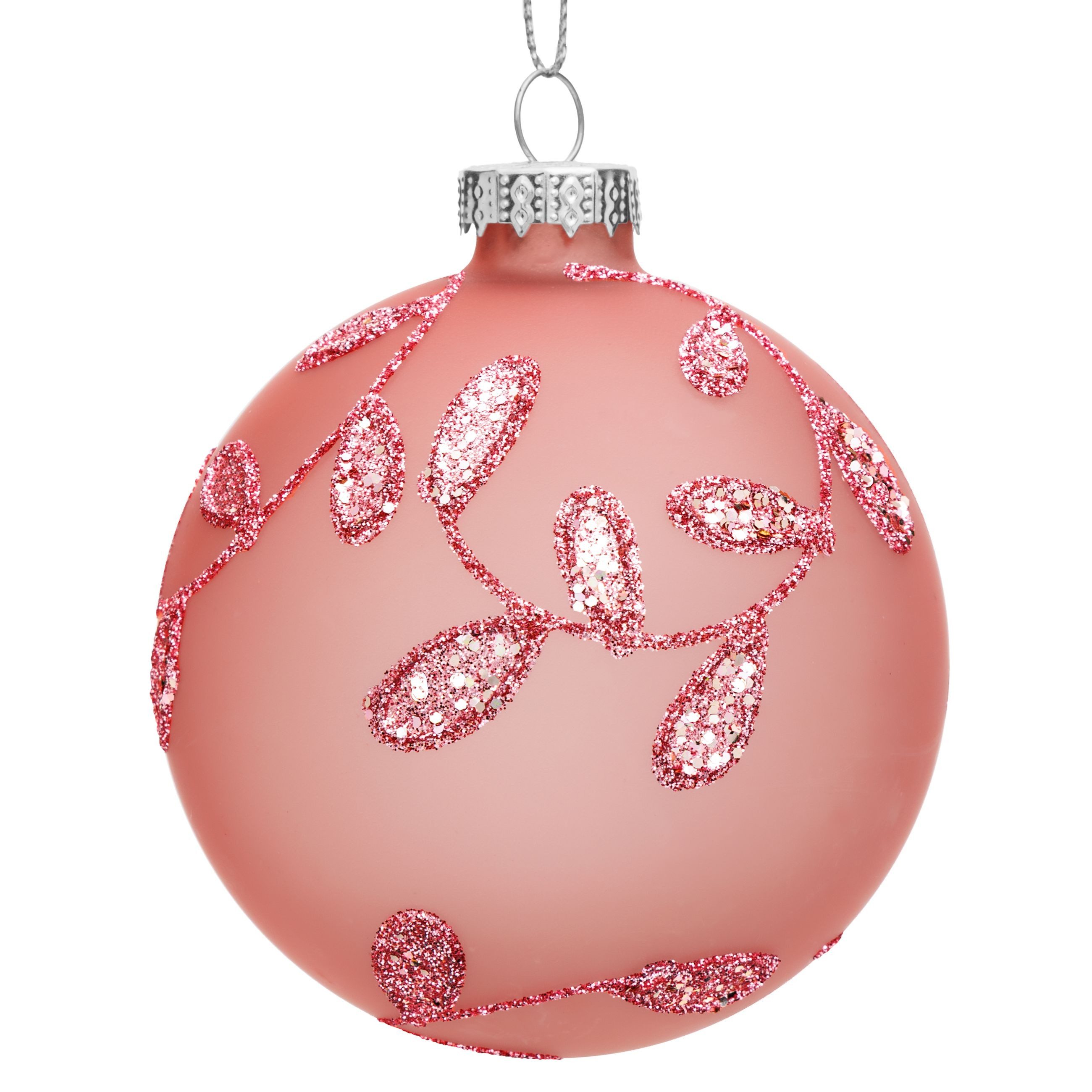SIKORA Christbaumschmuck Highlights Rosa 4er Set Christbaumkugeln aus Glas mit Verzierung, Besondere Weihnachtskugeln für ein sinnliches Weihnachtsfest