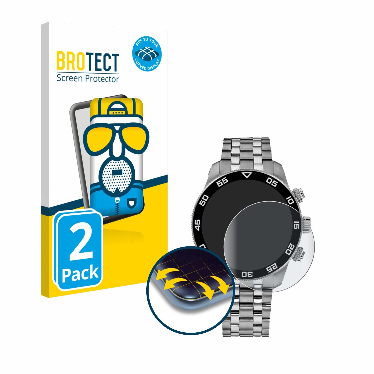 BROTECT Displayschutzfolie Fullscreen Schutzfolie für Tommy Hilfiger TH85 1792156, 2 Stück, Displayschutz Folie Fullcover Matt Entspiegelungsfolie