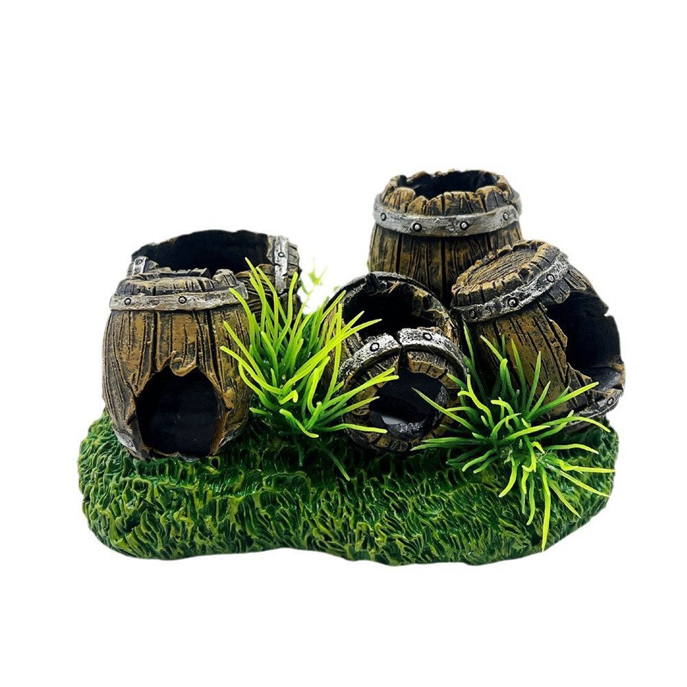 Aquarien-Set Fischtank-Ornamente Resin Weinfass Dekor Fischtanks VersteckHöhlenhaus