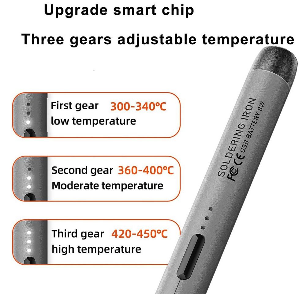 Thumbnail - RWEUOQ Lötkolben Set Akku Soldering Iron Holzbrennstift Lötset Löten Lötpistole Holz, Kabelloses Lötkolben-Set mit USB-L...