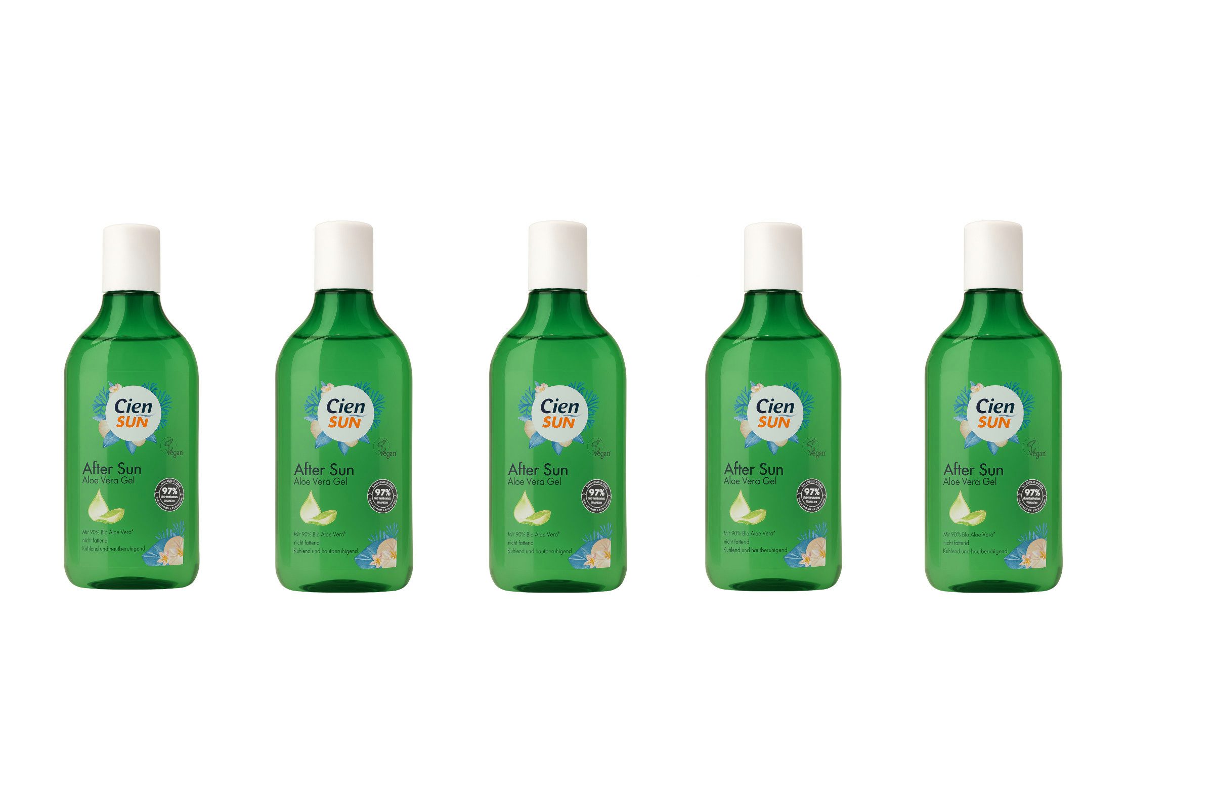 Cien After Sun-Gel Cien Sun After Sun Aloe Vera Gel 250 ml – kühlend & beruhigend, 5-tlg., Kühlt und beruhigt sonnengestresste Haut