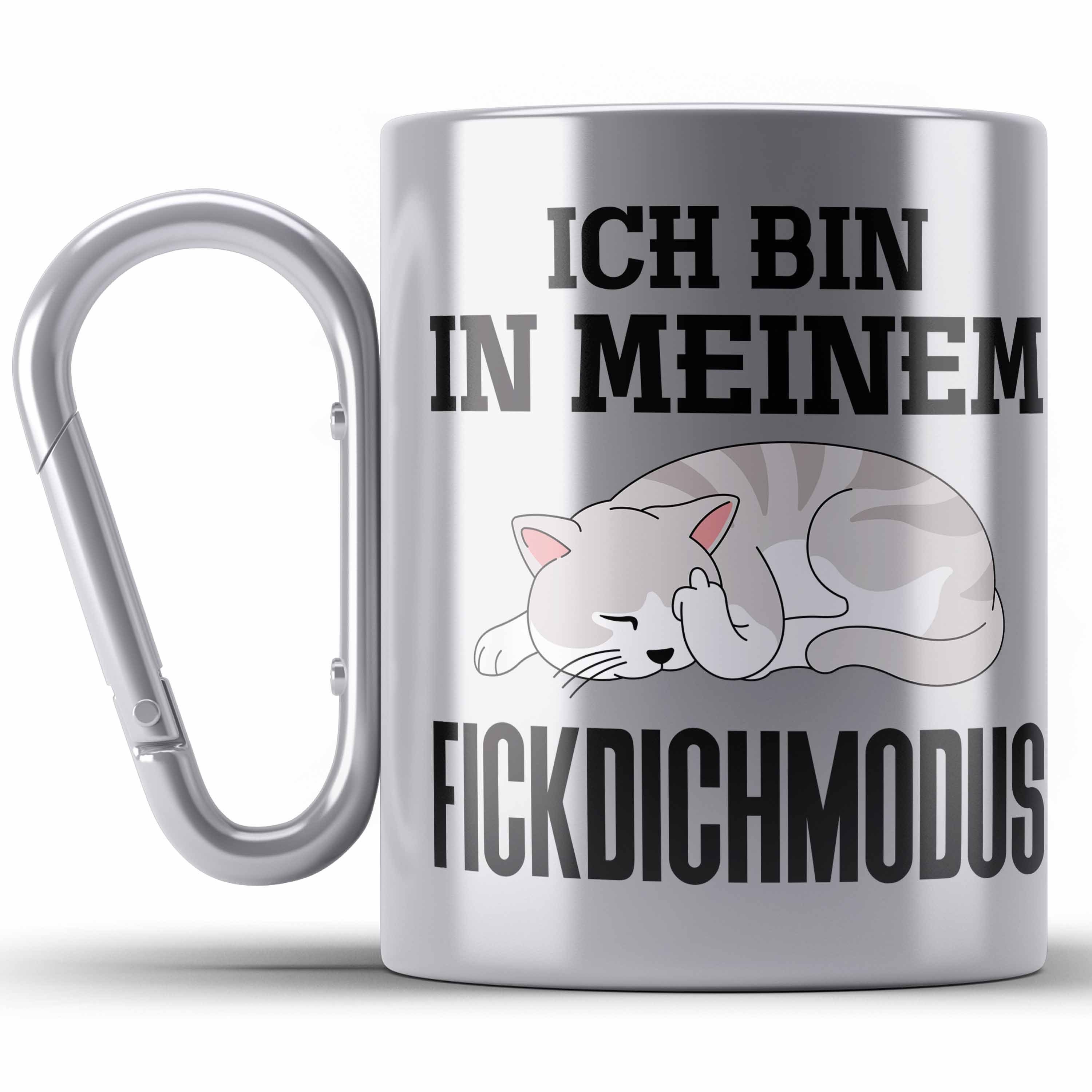 Trendation Thermotasse Ich Edel Bin F** In Dich Meinem Modus Tasse Edelstahl Silber Edelstahl Tassen