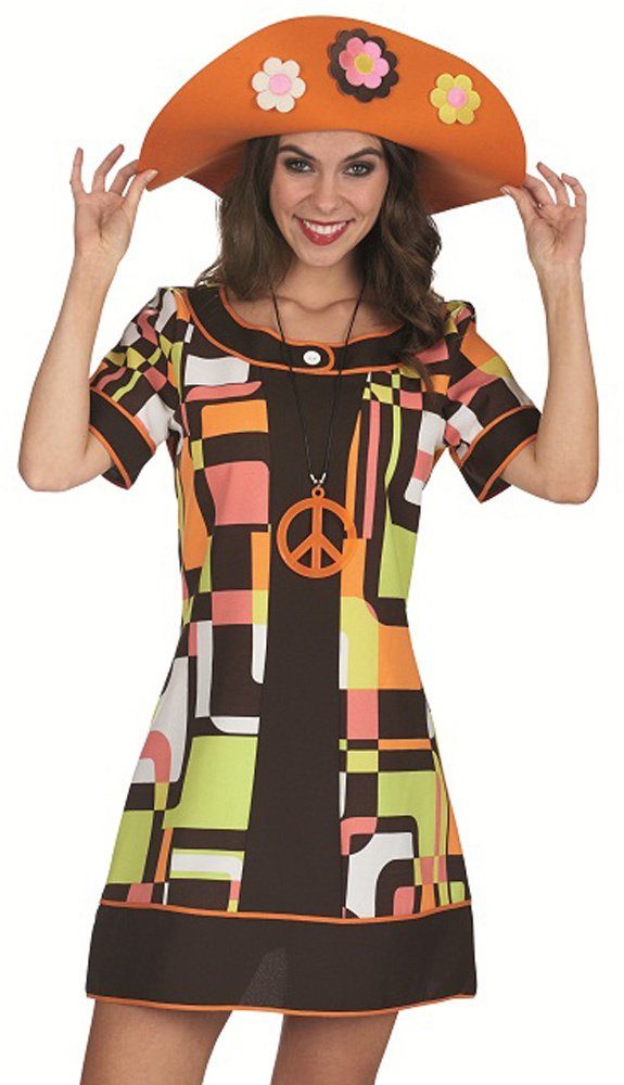 andrea-moden Kostüm 60er Jahre Retro Kleid Andy für Damen, Hippie Kos