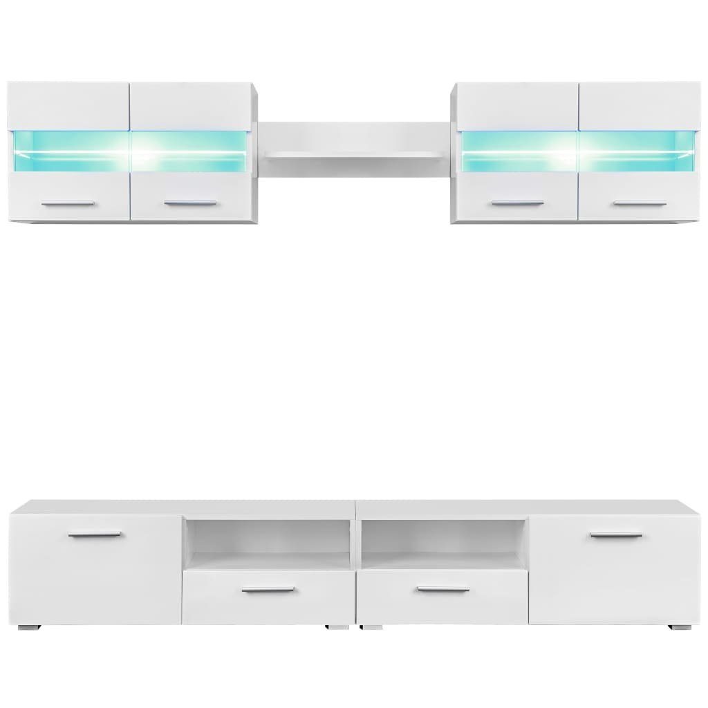 DOTMALL TV-Schrank Hochglanz-Weiß Wohnwand mit Moderne LED-Beleuchtung,(5-St)