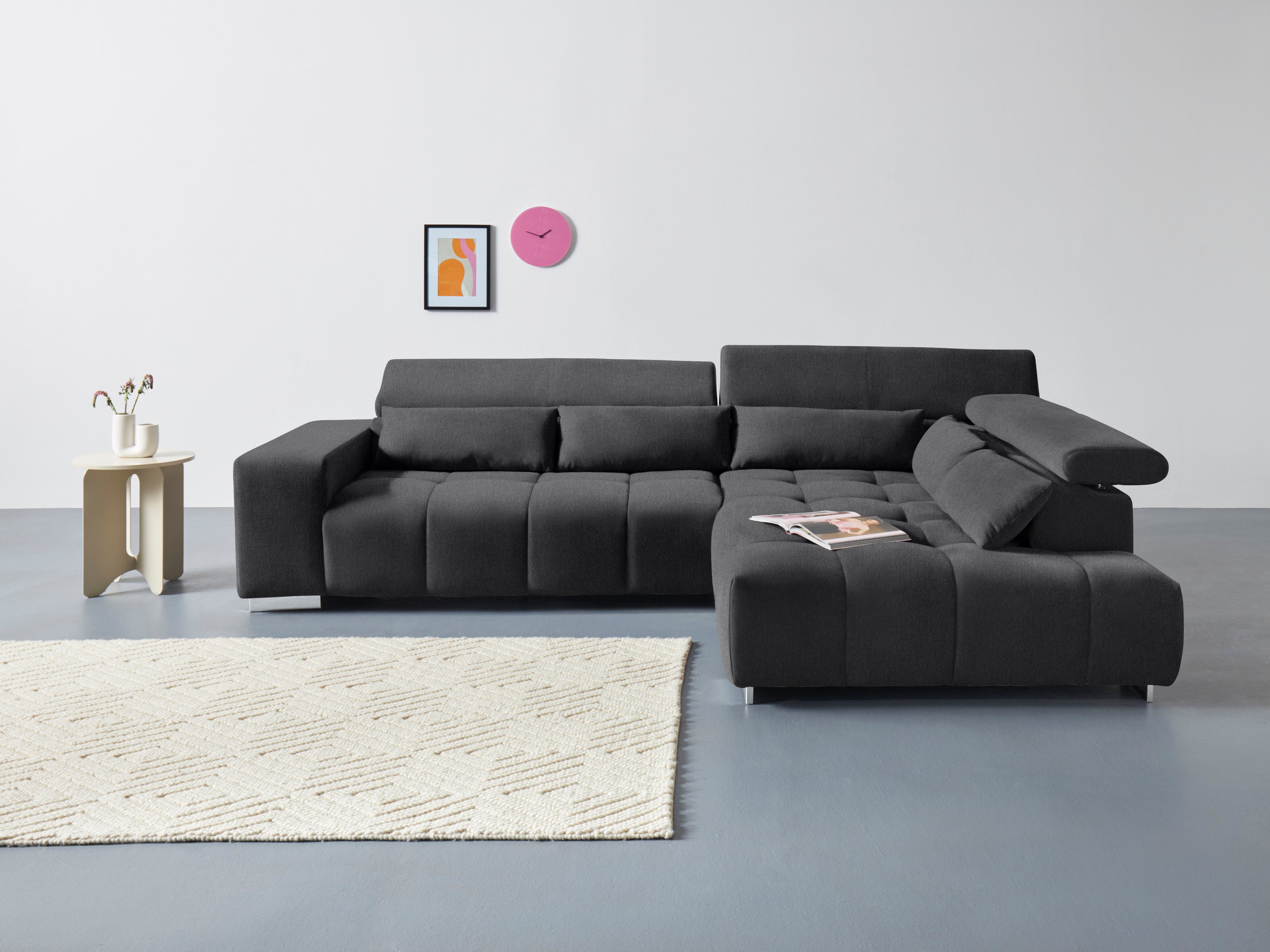COTTA Ecksofa "Orion L-Form", mit Kopfteilverstellung & 5 Nierenkissen günstig online kaufen