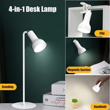 BlingBin LED Schreibtischlampe Multifunktions-Nachttischlampe 4 in 1 magnetisch wiederaufladbar, Multifunktion, LED fest integriert, warmes Licht, warmweißes Licht, weißes Licht, LED Wandlampe Leselicht 360° Schwenkbar