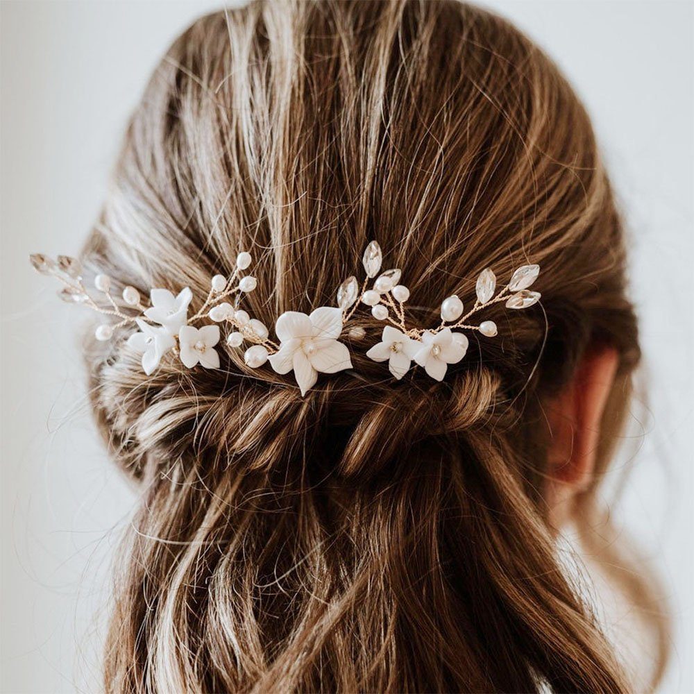 zggzerg Haarnadeln 3 Stück Braut Haarschmuck Blume Haarnadeln Hochzeit Kopfschmuck Gold