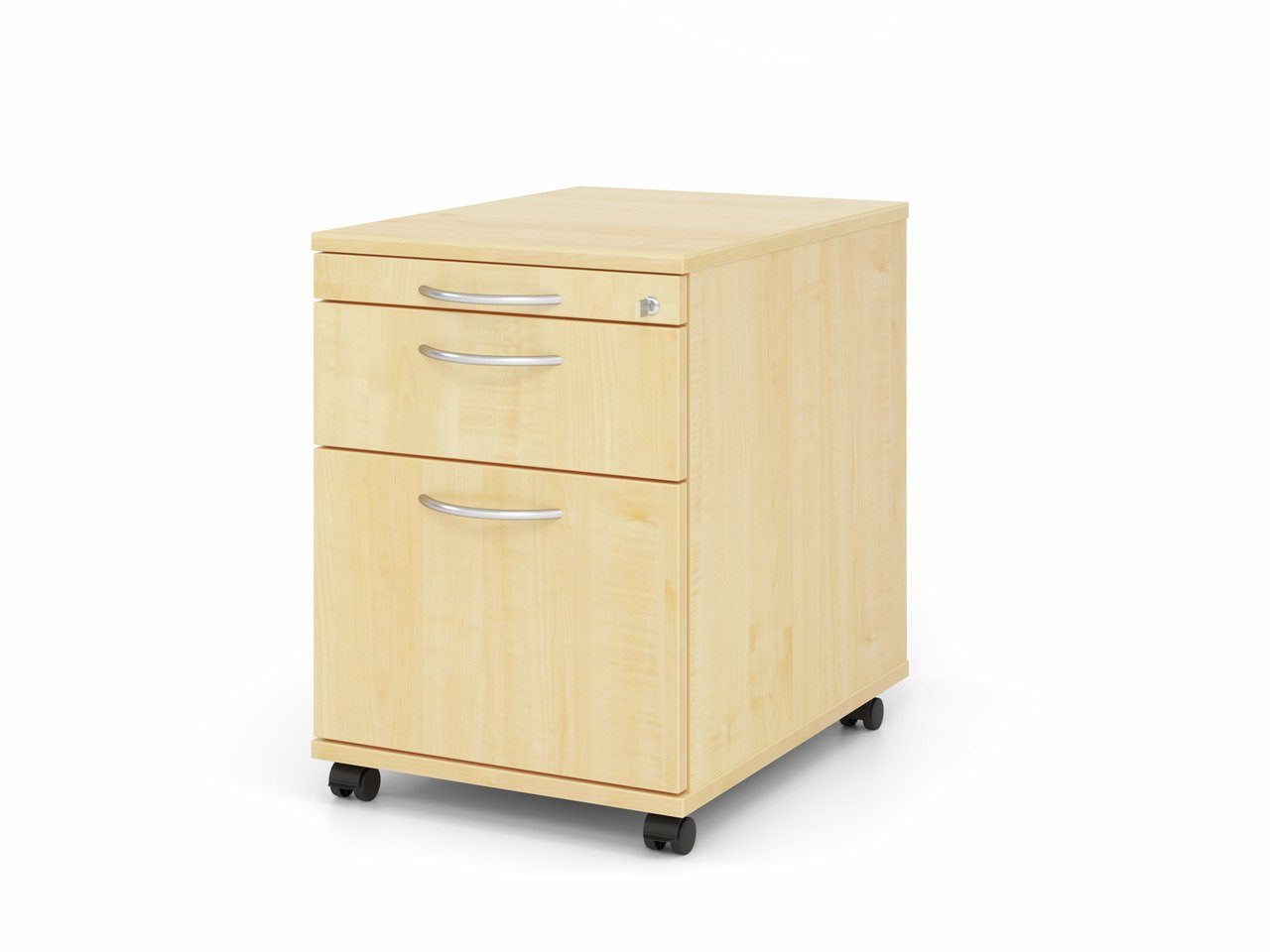 Rollcontainer Rollcontainer, Ahorn, HxBxT 59x42,8x58cm,  Bogengriff, 3 Schübe