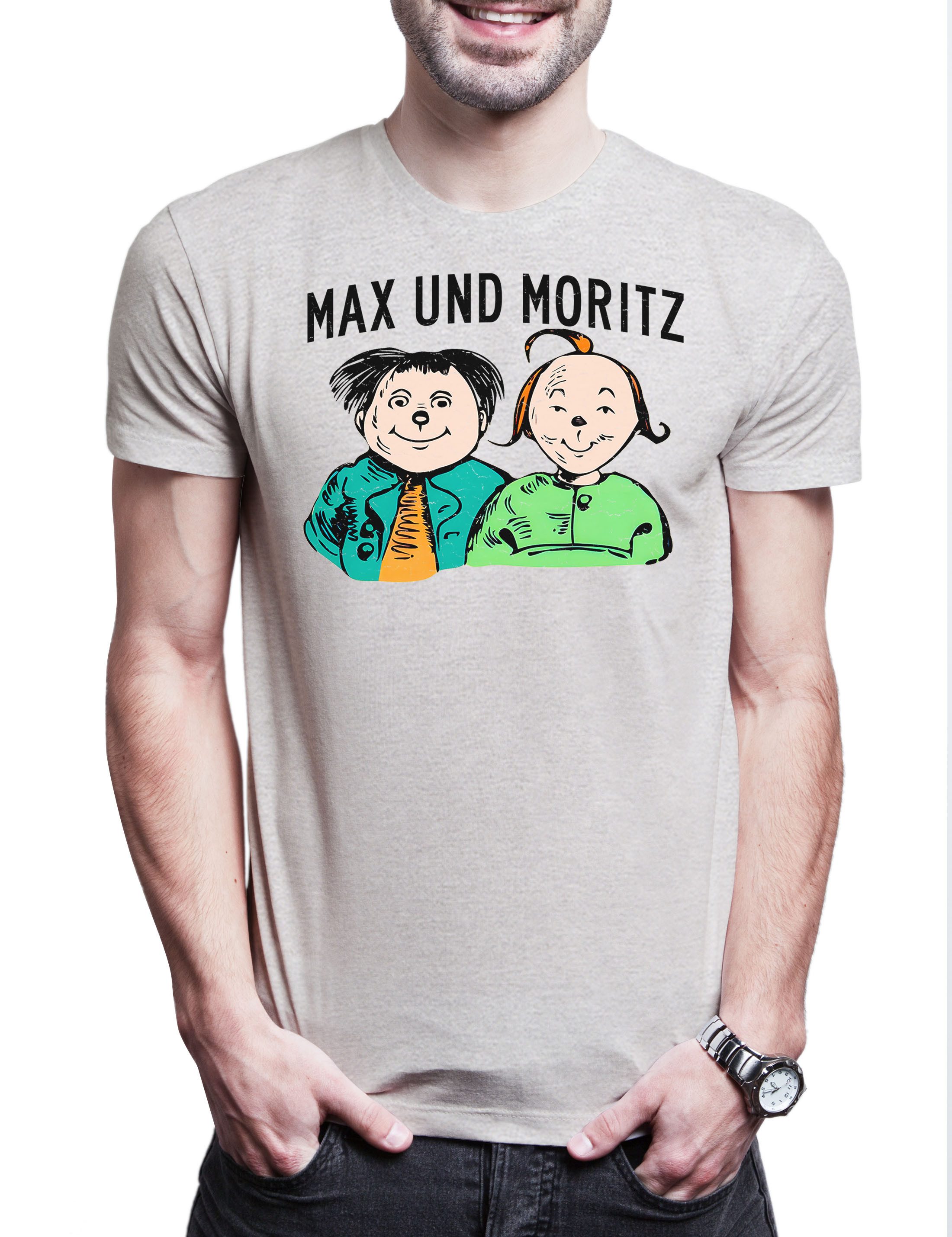 Urban Backwoods Print-Shirt Max und Moritz Herren T-Shirt Wilhelm Lausbuben Klassiker Busch (1-tlg) Gedicht Buch Bild 19.