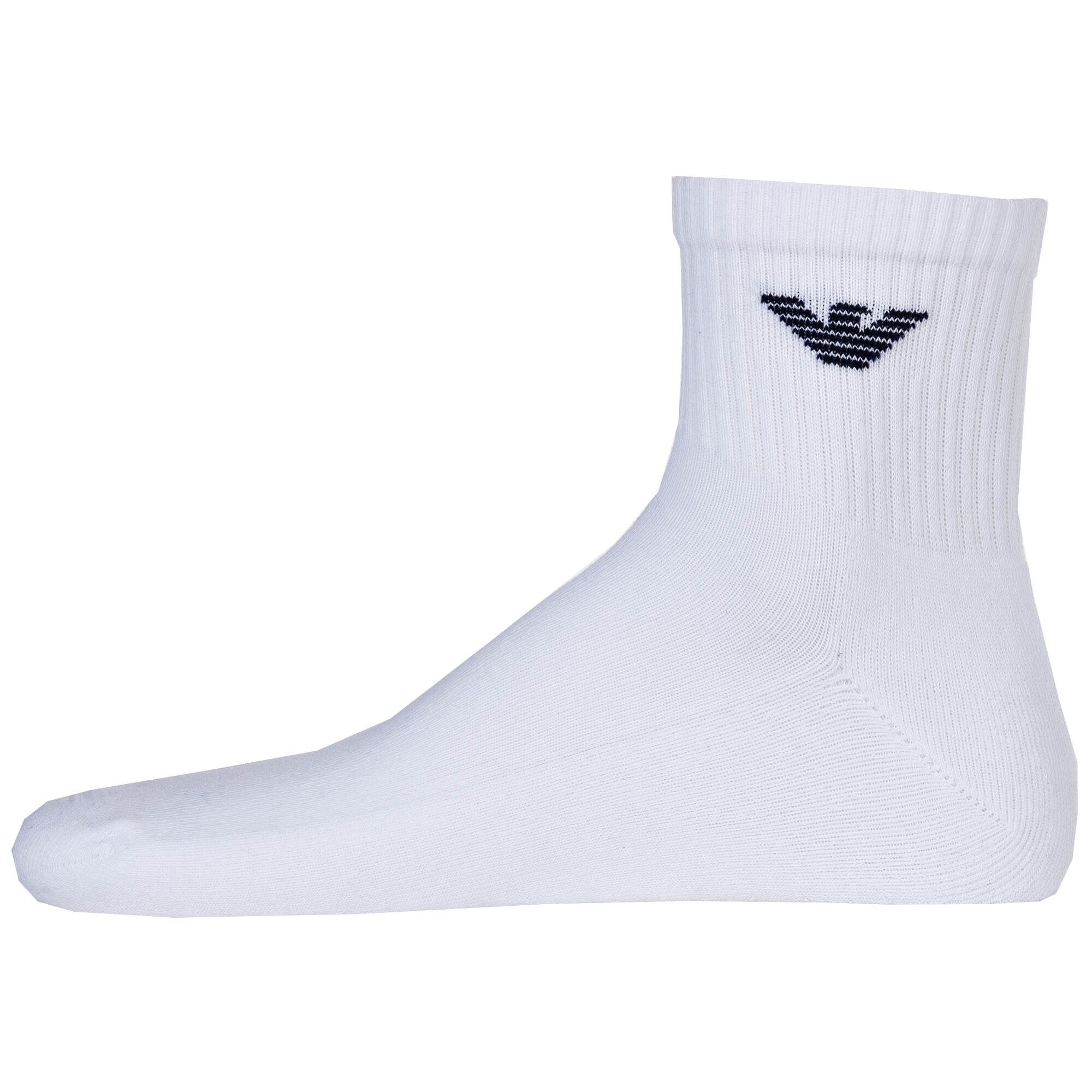 Herren - Short Sporty Weiß Armani Socken, Socks Pack 3er Sportsocken Emporio