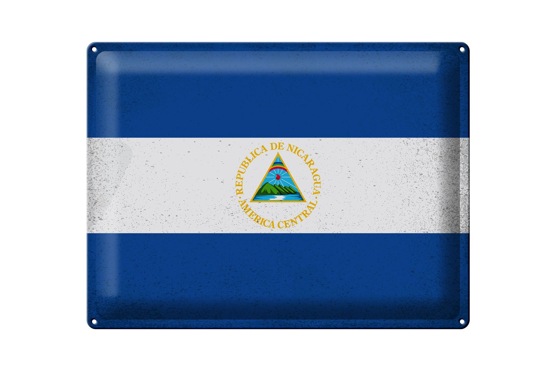 Metallschild Flagge Nicaragua 40x30cm Flag Nicaragua Vintage