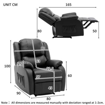 WISHDOR Relaxsessel Einzelsessel Fernsehsessel Liegestuhl (Einstellbare Grade: 90 bis 130 Grad Gewichtskapazität 330LBS/150KG), Liege Einlades Sofa, Manuelle Rückenlehne