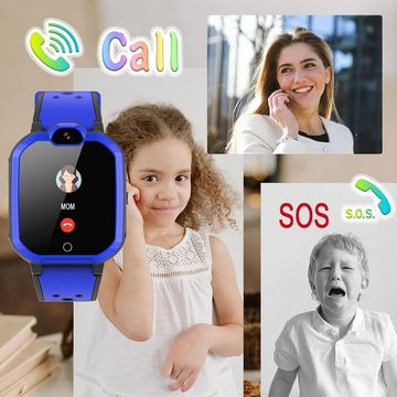 PTHTECHUS Smartwatch (1,4 Zoll, Android iOS), 4G GPS Telefon Anti-Verlorener WiFi LBS Ortung Tracker Videoanruf SOS