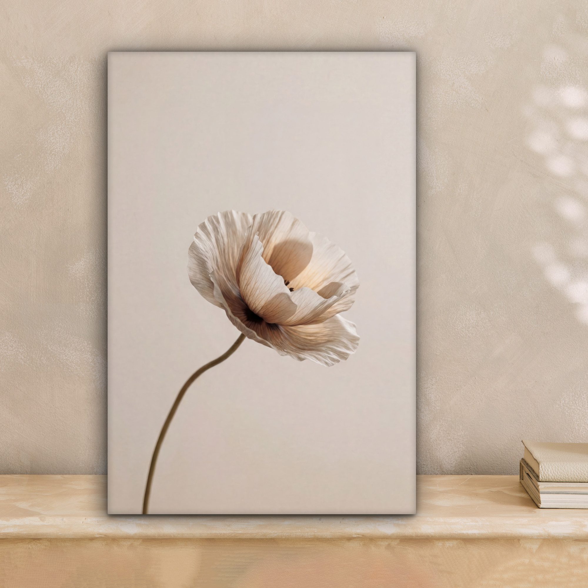 OneMillionCanvasses® Leinwandbild Blume - Beige - Creme, Fotodruck (1 St), Leinwand Canvas Wandbild, Wanddekoration 20x30 cm