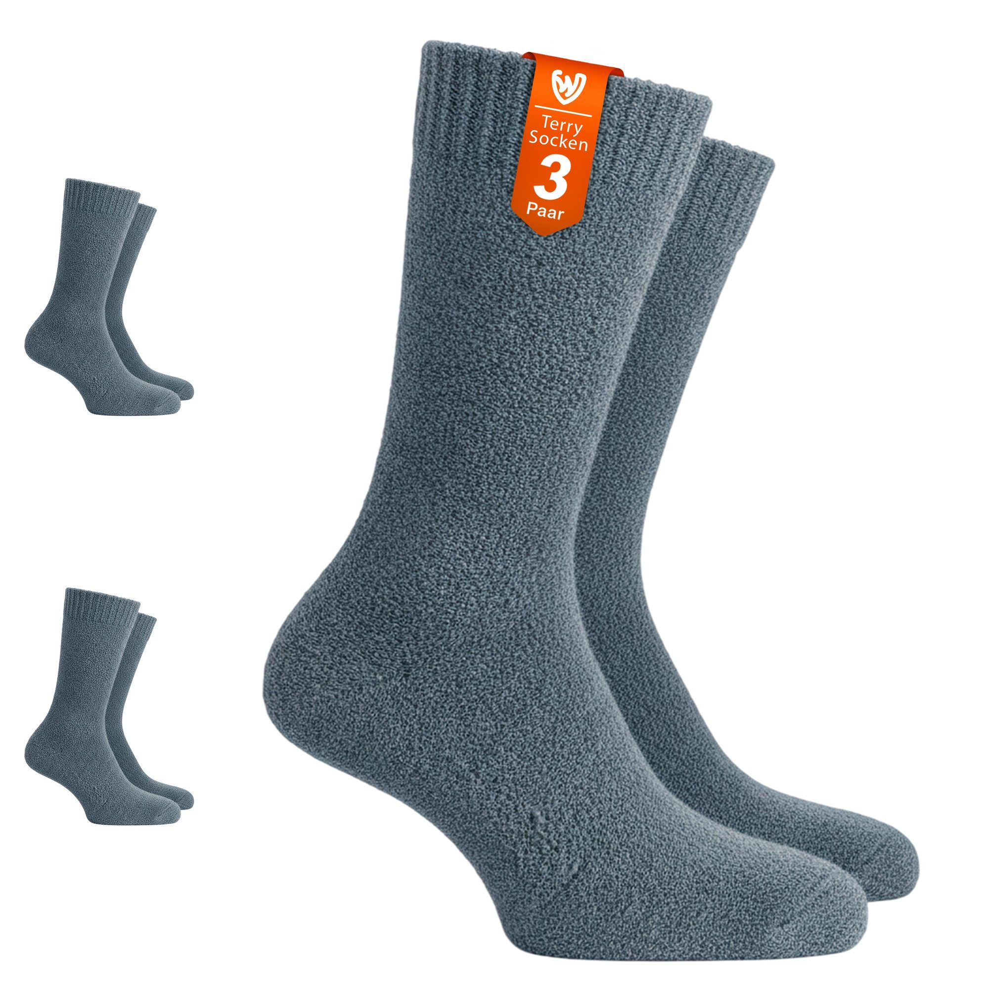 German Wear Kuschelsocken GW272 3er Pack Terrysocken (3er-Pack) Frottee-Baumwollsocken – für das ganze Jahr geeignet