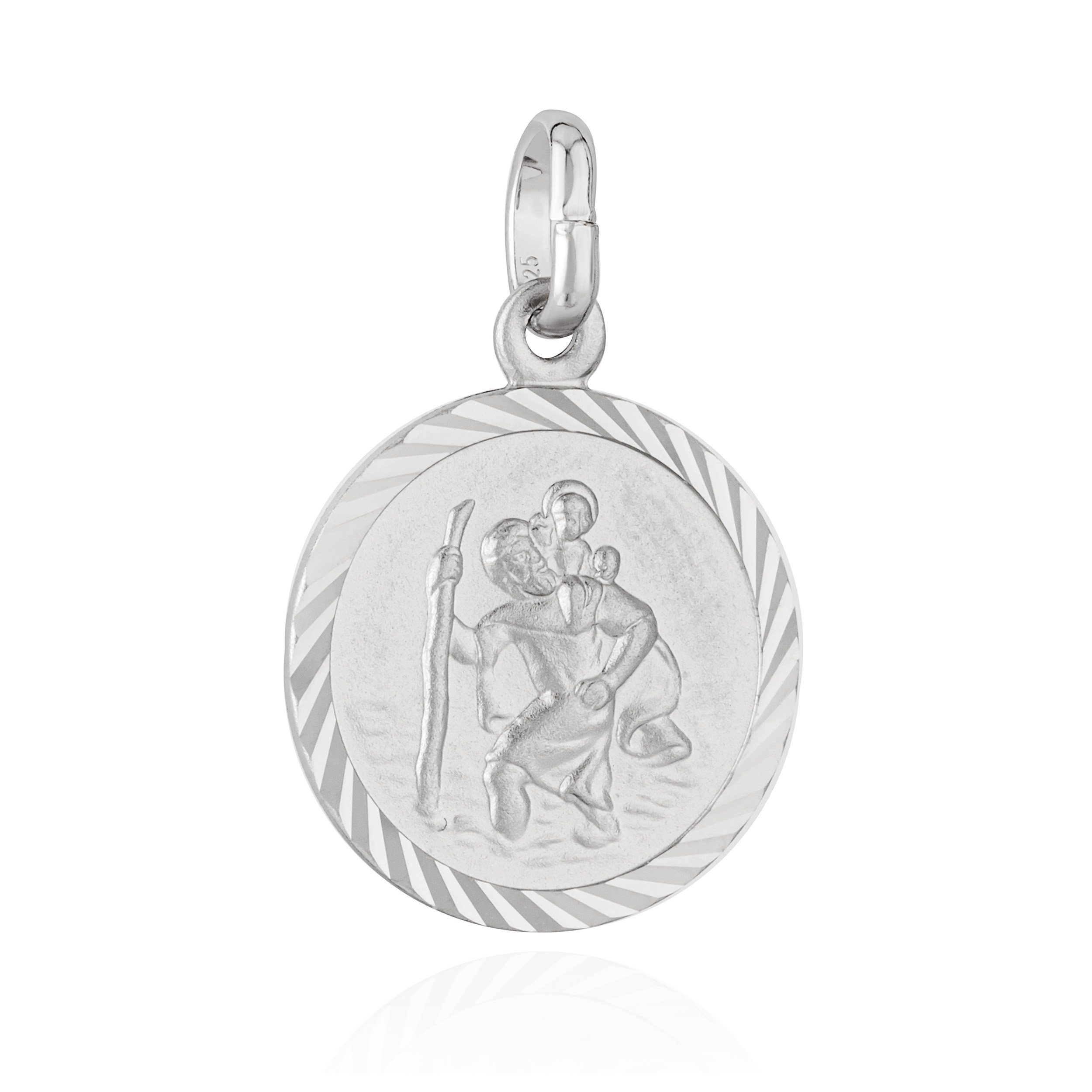 Kettenanhänger Kettenanhäger Christophorus 925 Silber diamantiert 13mm Talisman chris