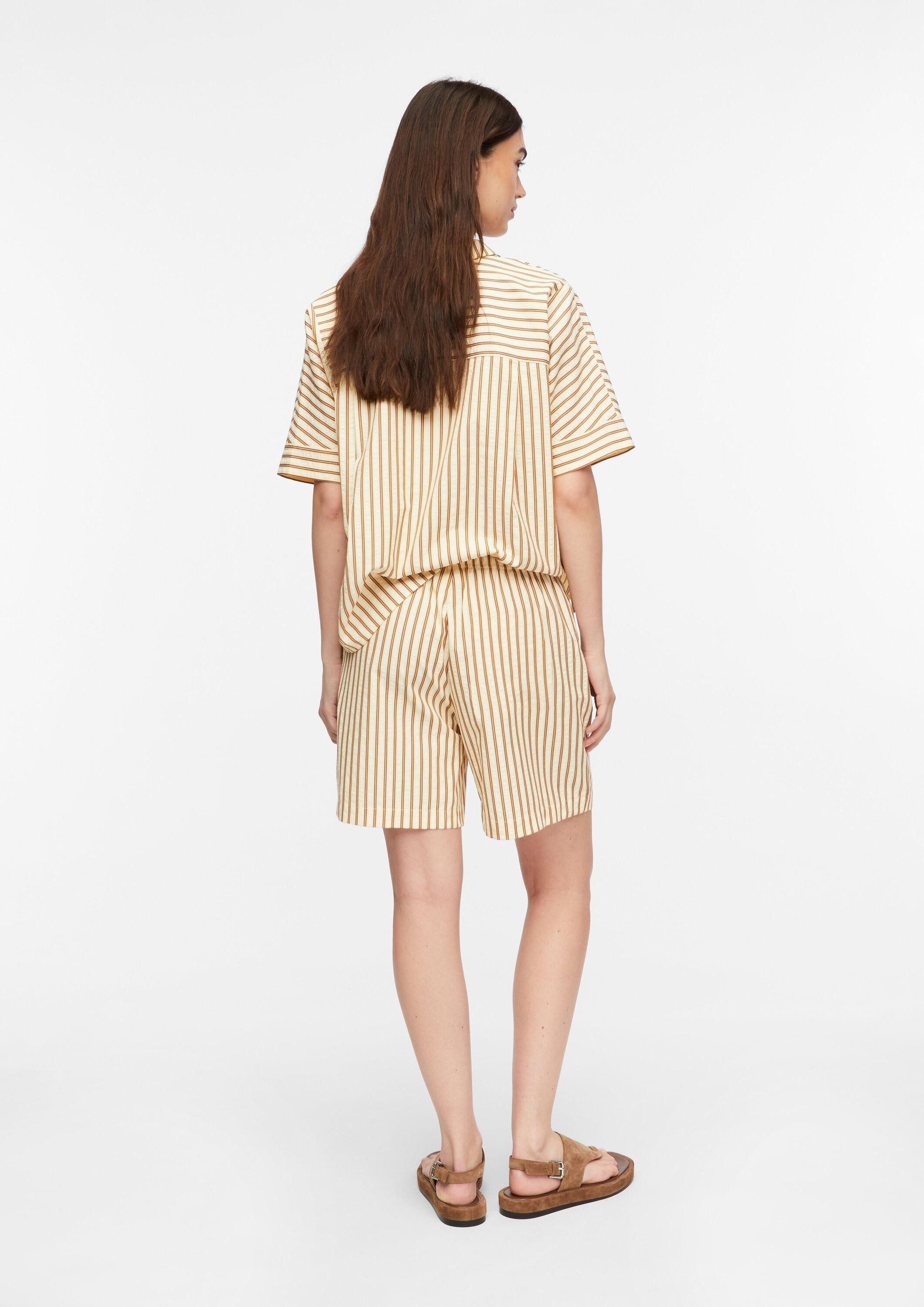 comma Shorts Hose Strukturierte Streifen-Shorts mit elastischem Bund