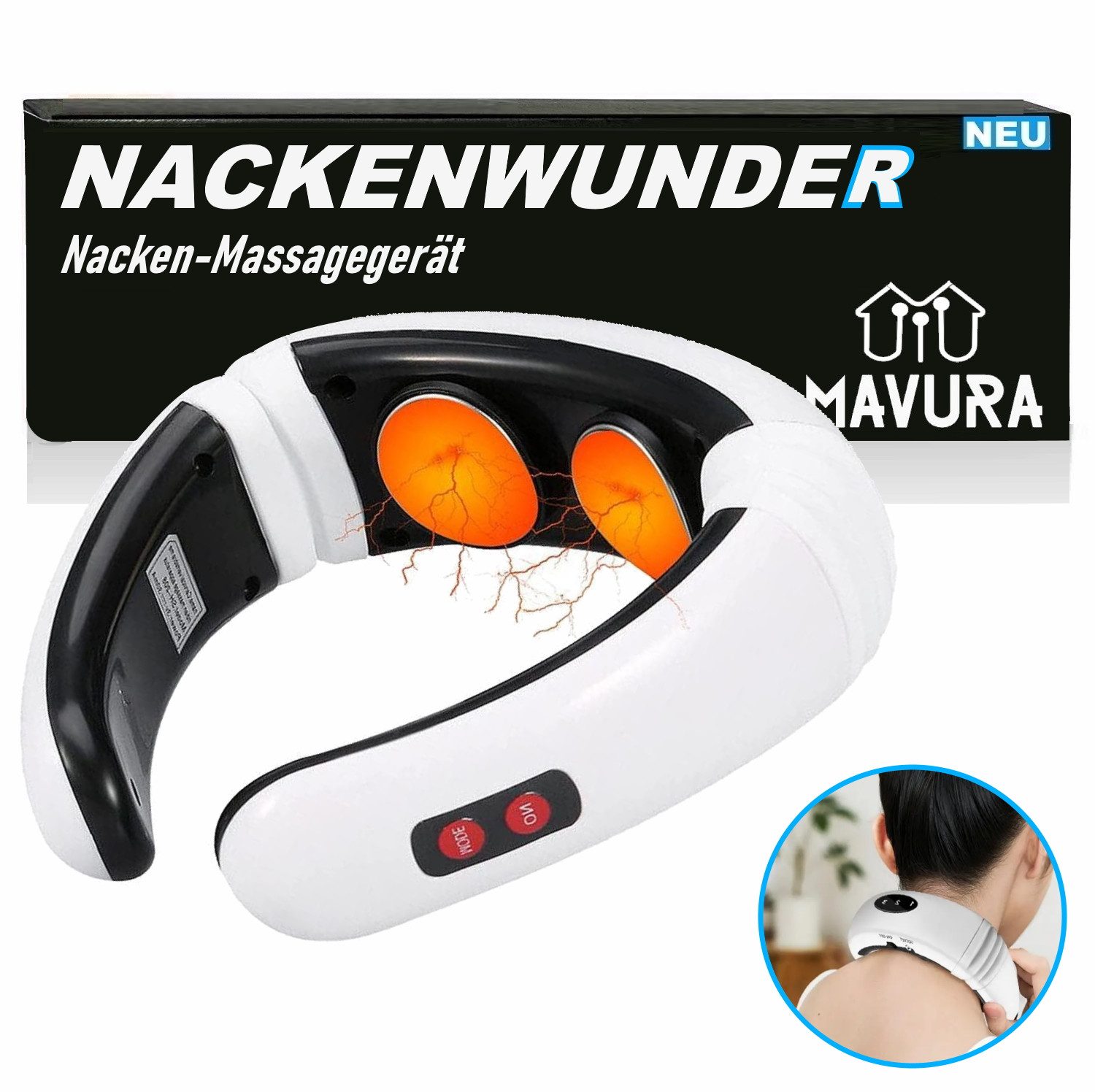Nacken-Massagegerät NACKY EMS Nackenmassage Massagegerät Vibration Wärmefunktion 16 Stufen