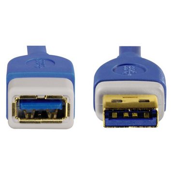 Hama USB 3.0 Verlängerung 1,8m Verlängerungs-Kabel Blau USB-Kabel, USB Typ A, USB Typ A, USB 3.0, doppelt geschirmt, vergoldet, für PC, Drucker, USB-Hub etc.