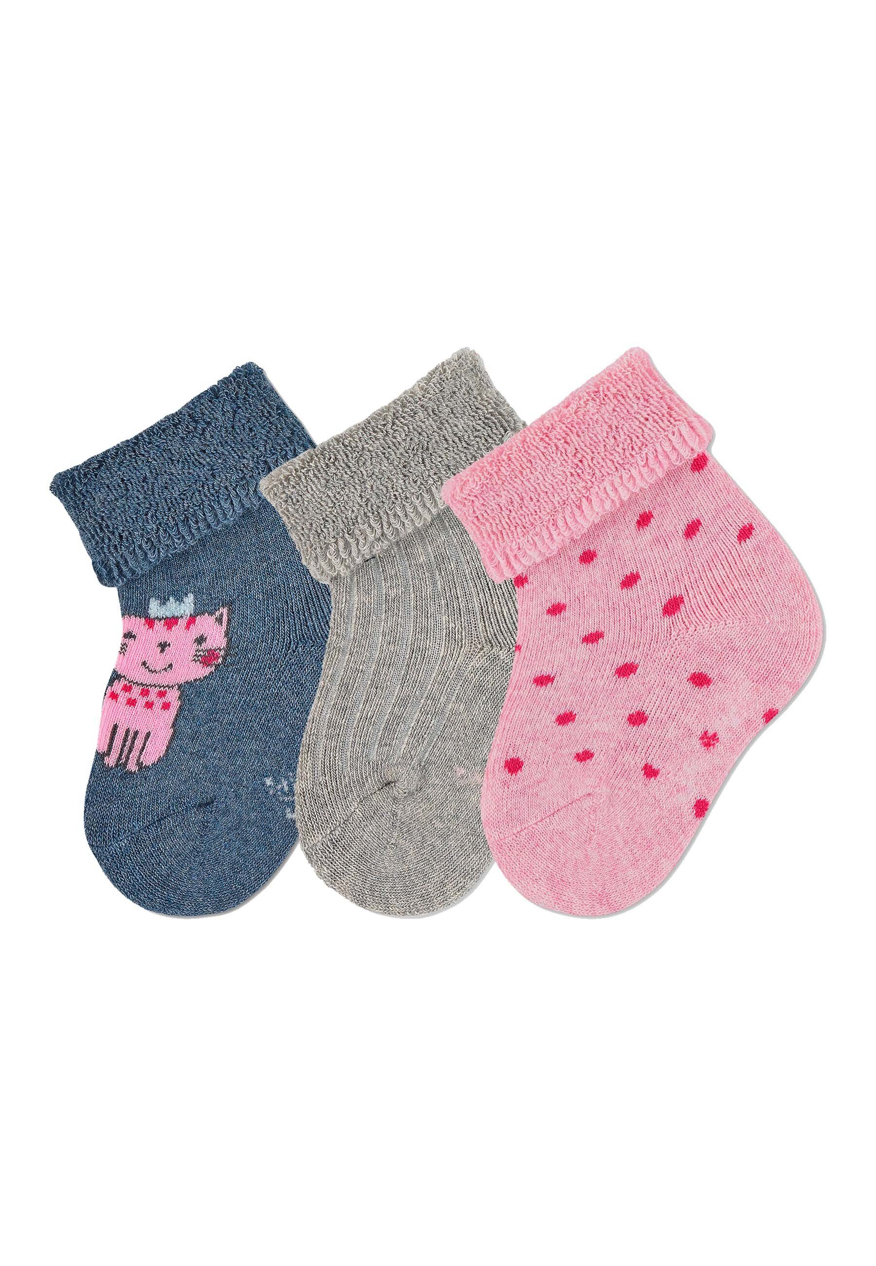 Sterntaler Sneaker-Söckchen 3er-Pack Katze hellgrau - baby-markt.ch