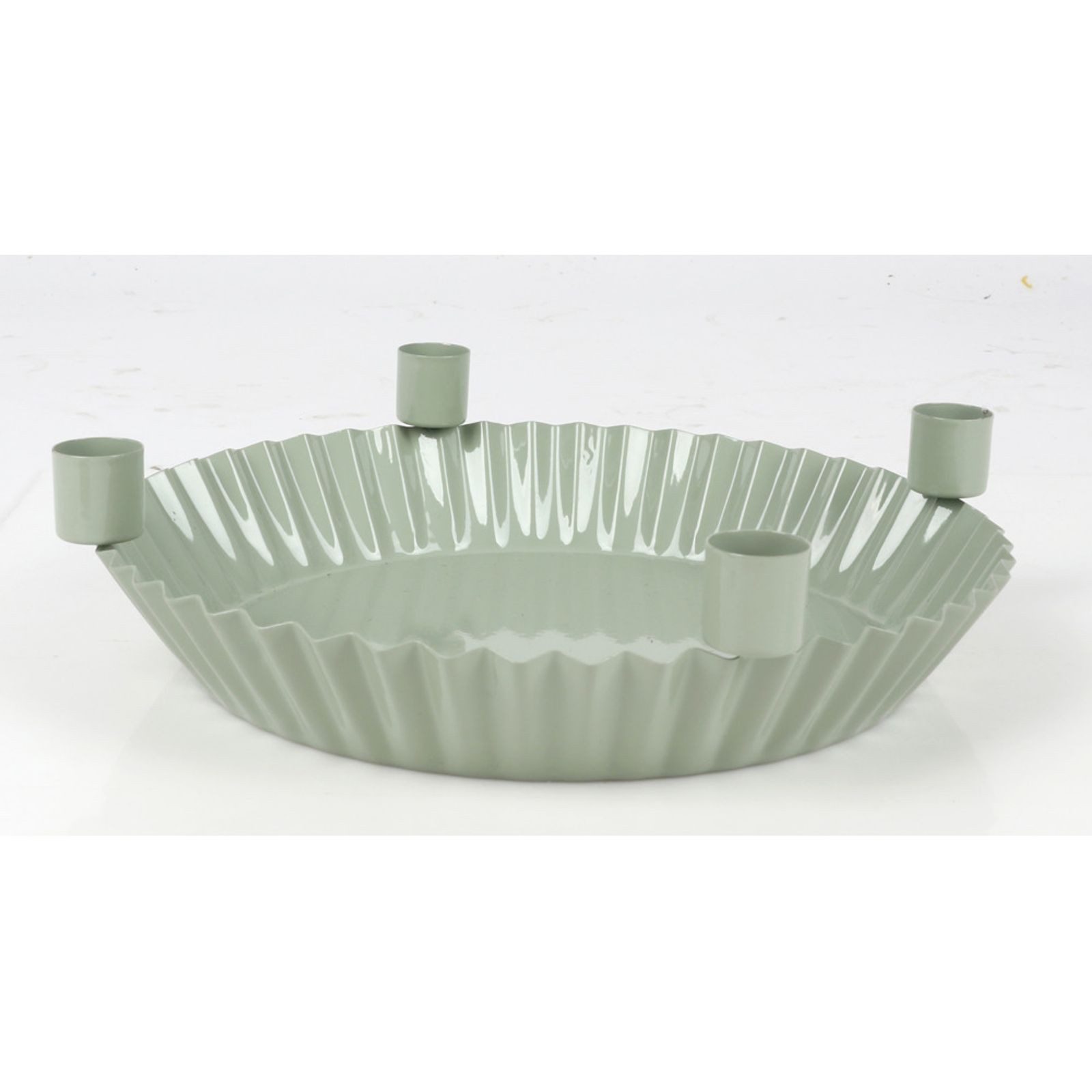 BURI Kerzenständer WH Metallschale mit 4 Kerzenhaltern 20 x 6 cm 8 Stück