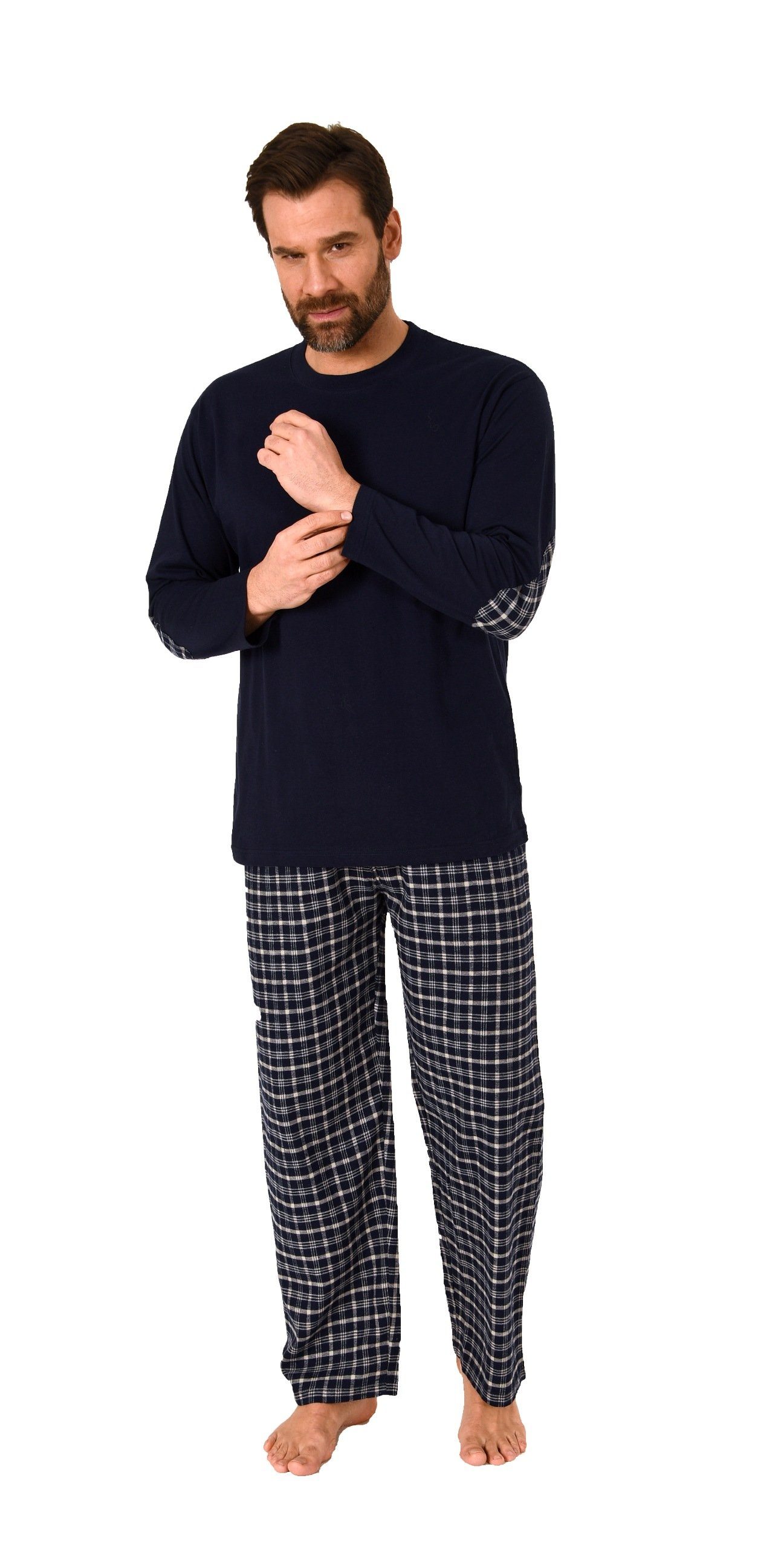 Trend by Normann Pyjama Herren Schlafanzug lang mit Flanell Hose - auch in  Übergrößen
