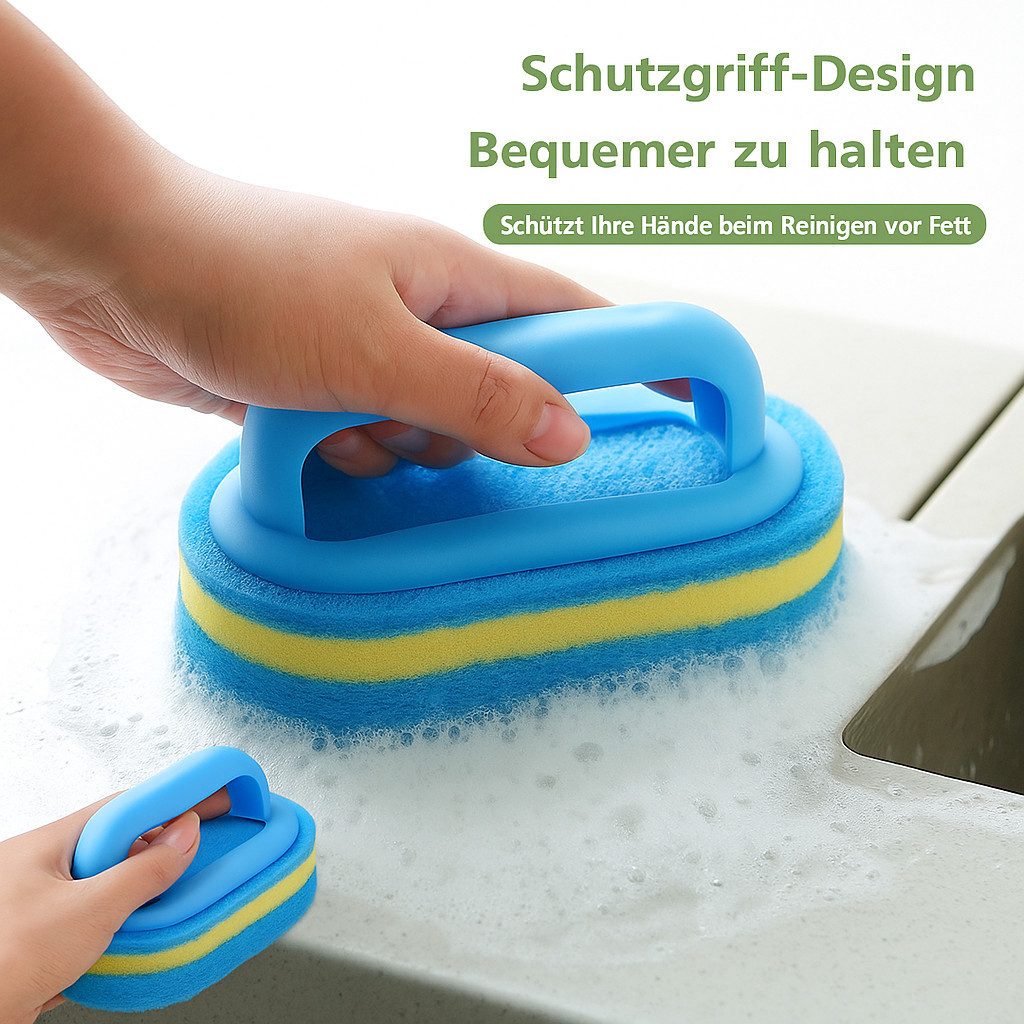 shenky Reinigungsschwamm 2er Set Schwamm mit Griff, Spülschwamm für Küche und Bad, Handgriff